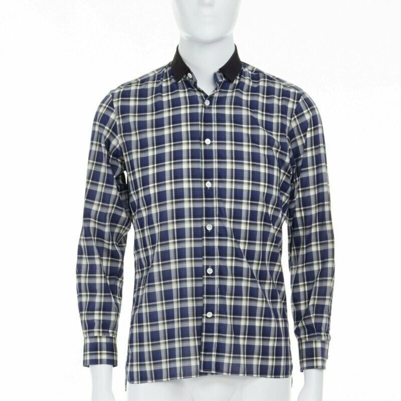 Lanvin LANVIN ALBER ELBAZ blue checked cotton grosgrain ribbon collar shirt EU38 S Size US S / EU 44-46 / 1 - 1 Thumbnail