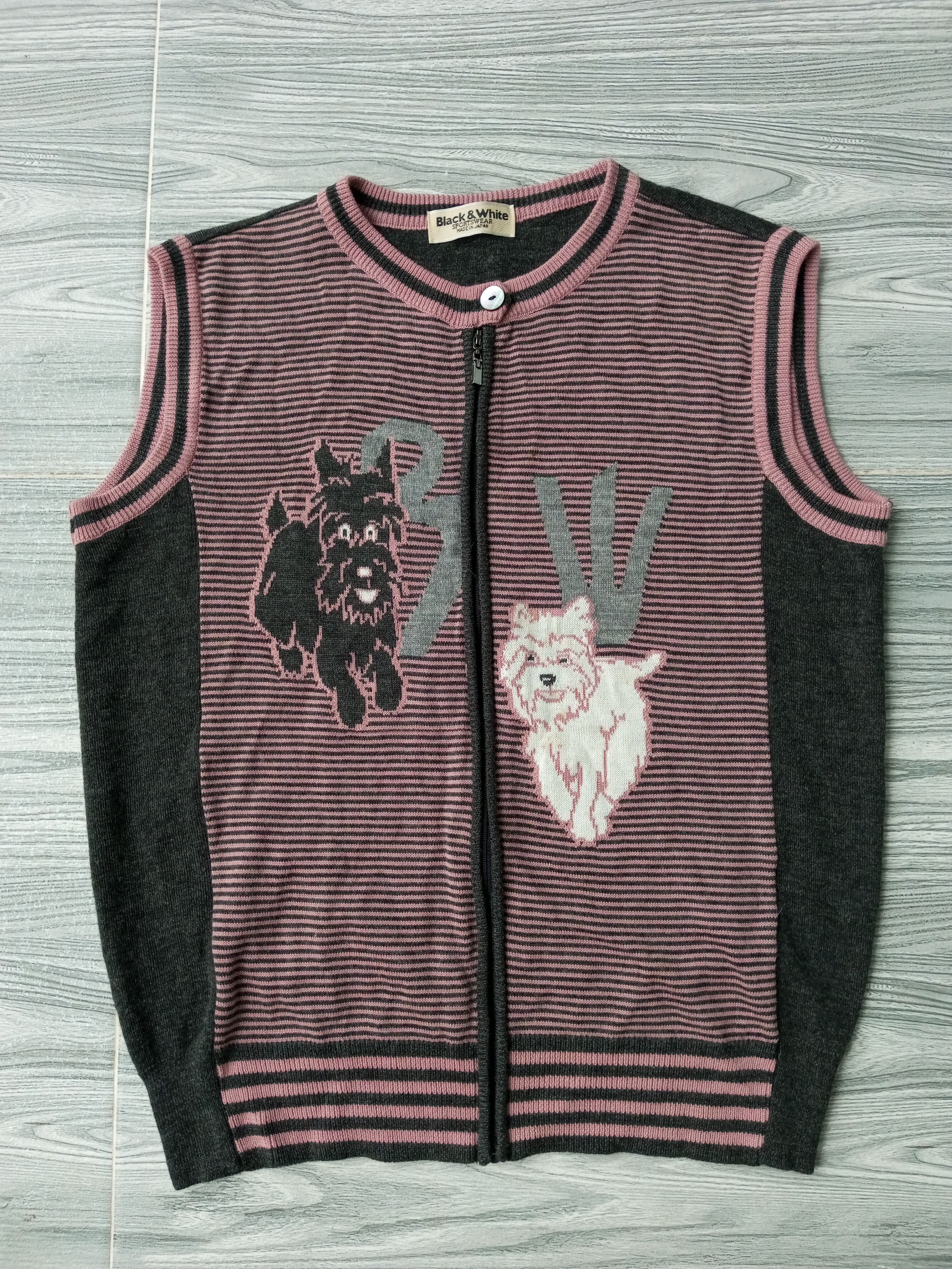 Japanese Brand × Vintage Vintage Black & White Japanese Brand Knit Wear Size US L / EU 52-54 / 3 - 1 Thumbnail