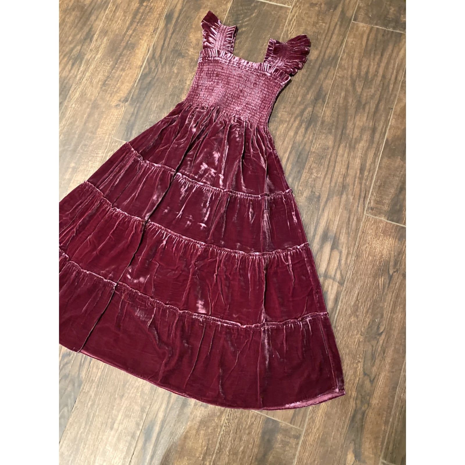 Vintage NWT Hill House Home Ellie Nap Dress Burgundy Velvet XXS Size XXS / US 00 / IT 34 - 2 Thumbnail
