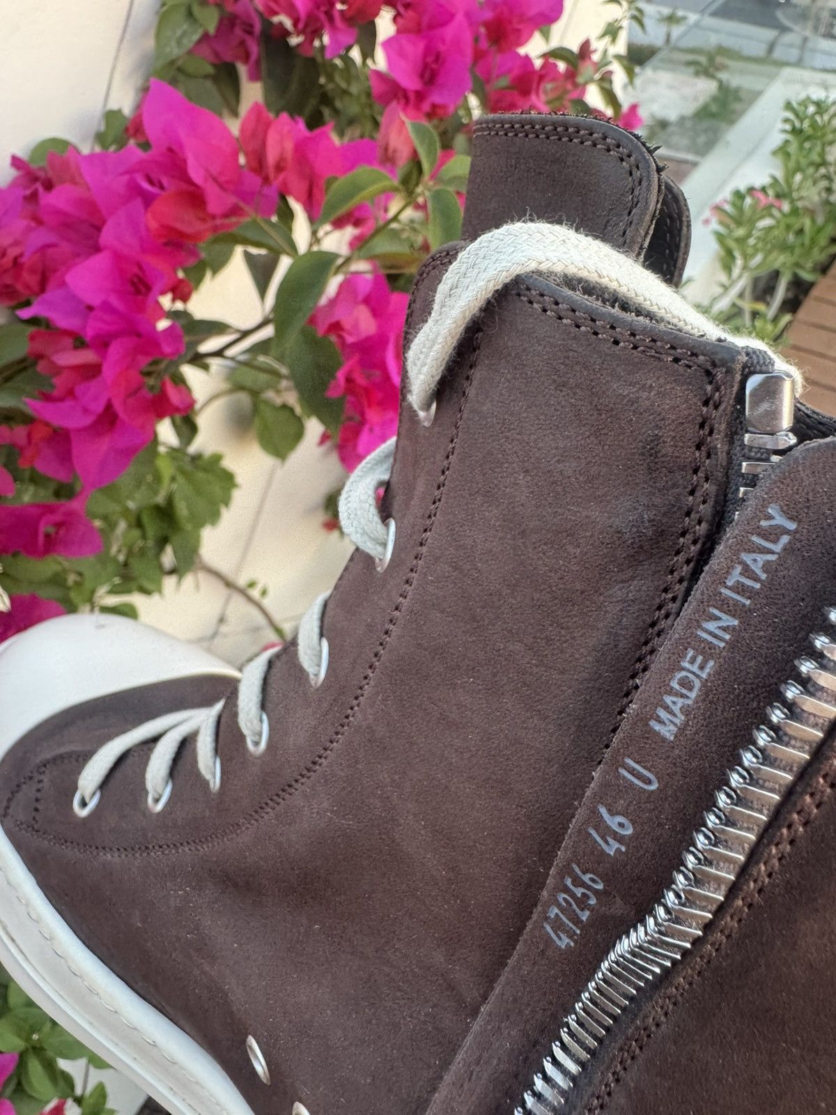 Rick Owens Drkshdw Rick Owens DRKSHDW brown leather mainline ramones Size US 13 / EU 46 - 9 Thumbnail