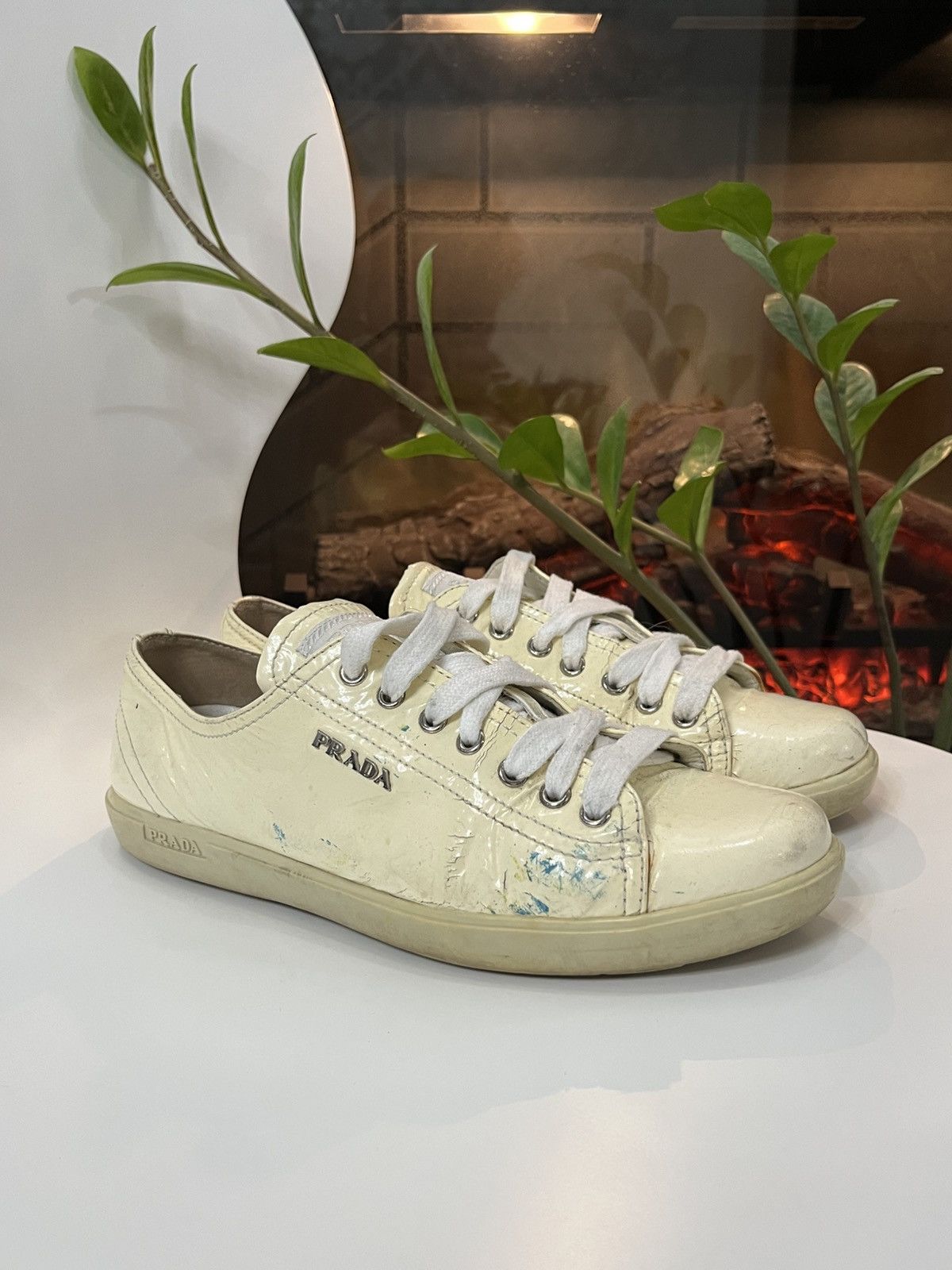 Prada 🔥00's Prada Americas Cup Painted Thrashed Vintage Sneakers Size US 6.5 / EU 39-40 - 3 Thumbnail