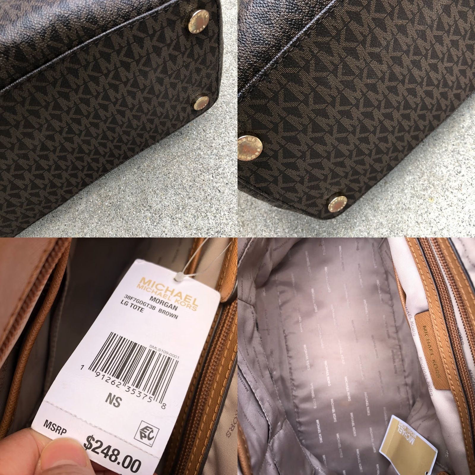 Michael Kors MICHAEL KORS Morgan Tote Shoulder Bag Purse Monogram Signature Saffiano NWT Brown Leather Women Large ZIP Bag Morgan Tote Women Brown NWT Size ONE SIZE - 8 Thumbnail