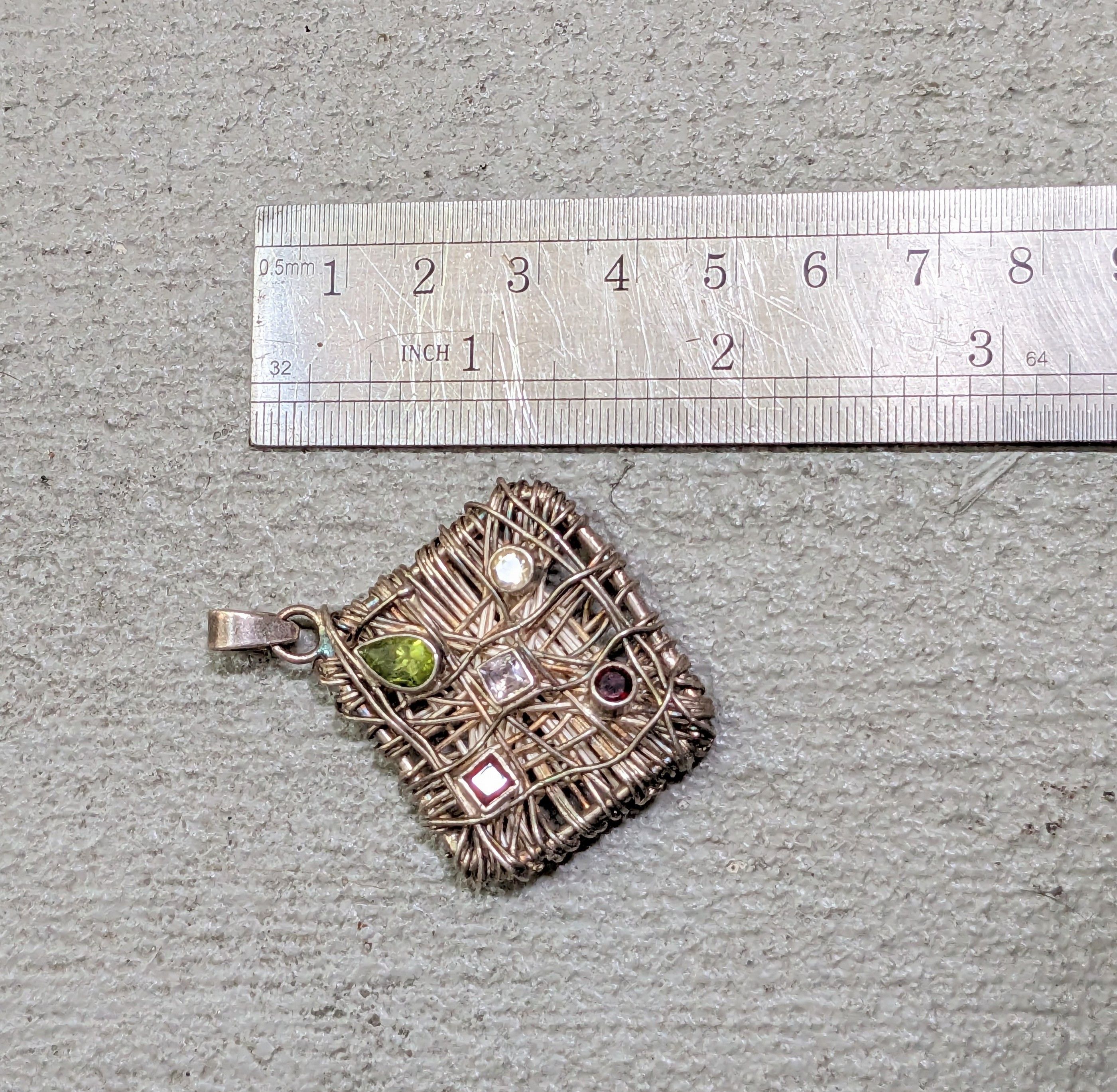 Jewelry Vintage Sterling Silver Pendant Garnet Peridot Citrine Size ONE SIZE - 10 Thumbnail