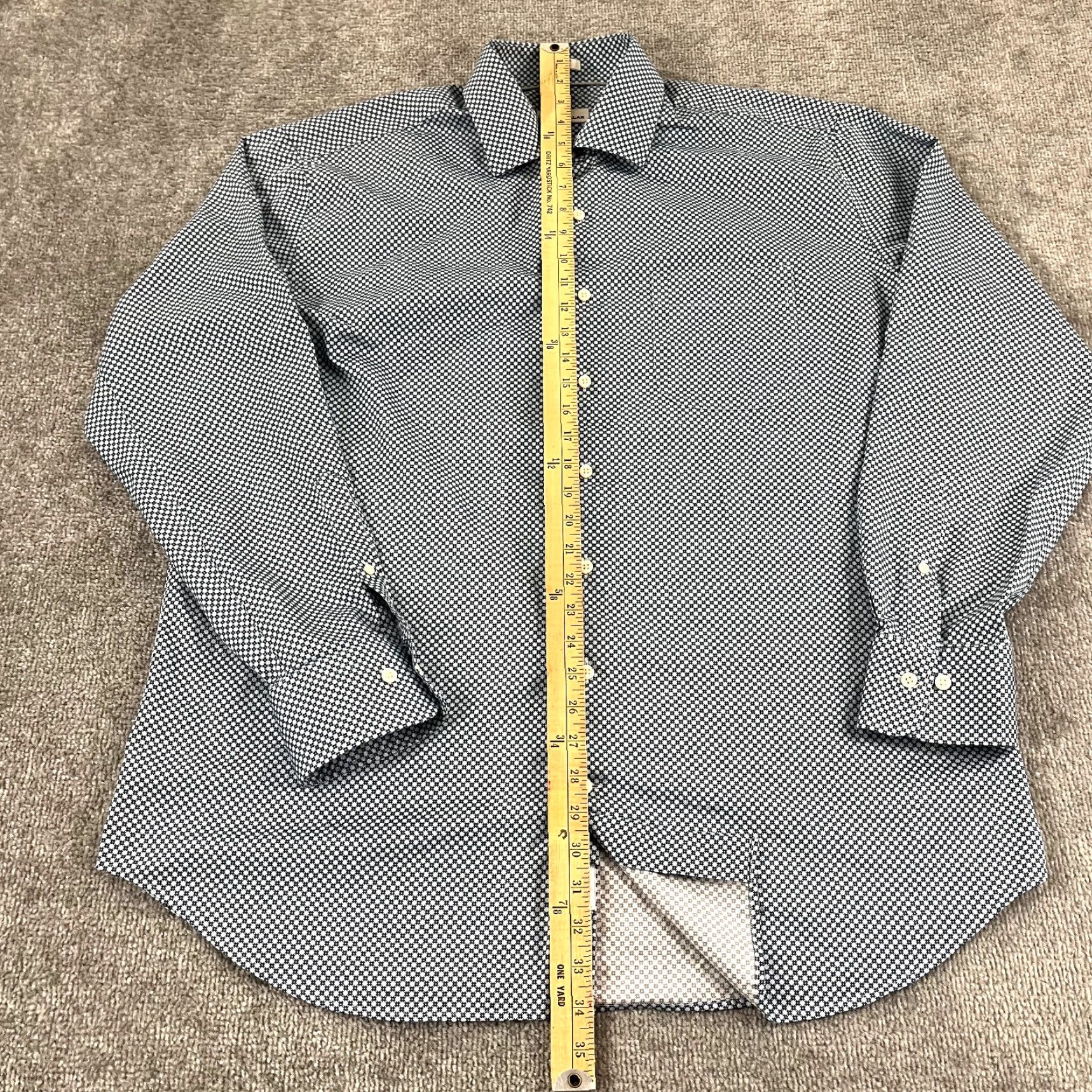Peter Millar PETER MILLAR Shirt Mens Extra Large Blue Geometric Button Up Dress Long Sleeve Size 46R - 3 Thumbnail