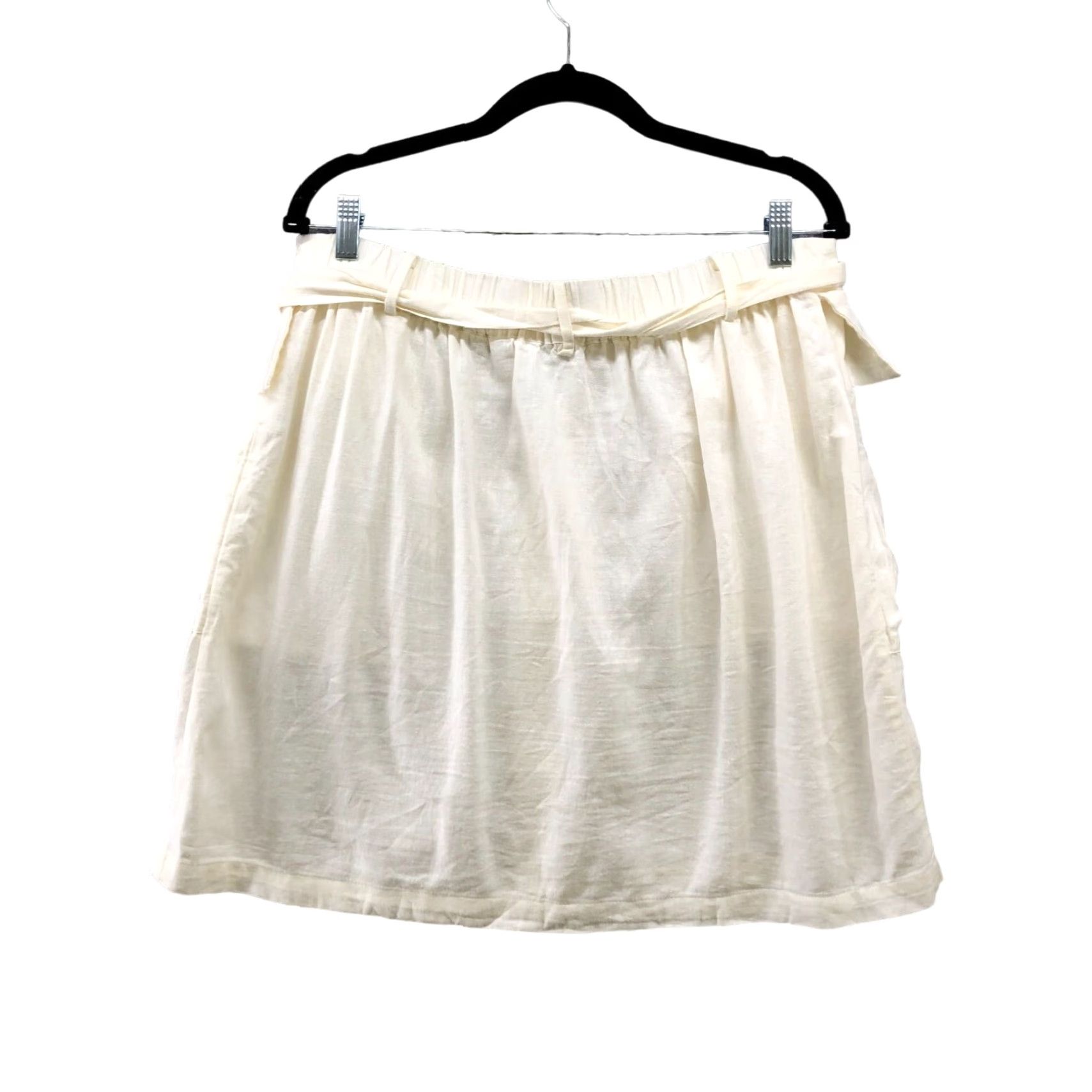 Nicole Miller Nicole Miller Women's Linen Blend Cargo Mini Skirt XL Ivory Button Front Casual Size 40" / US 18 - 2 Thumbnail