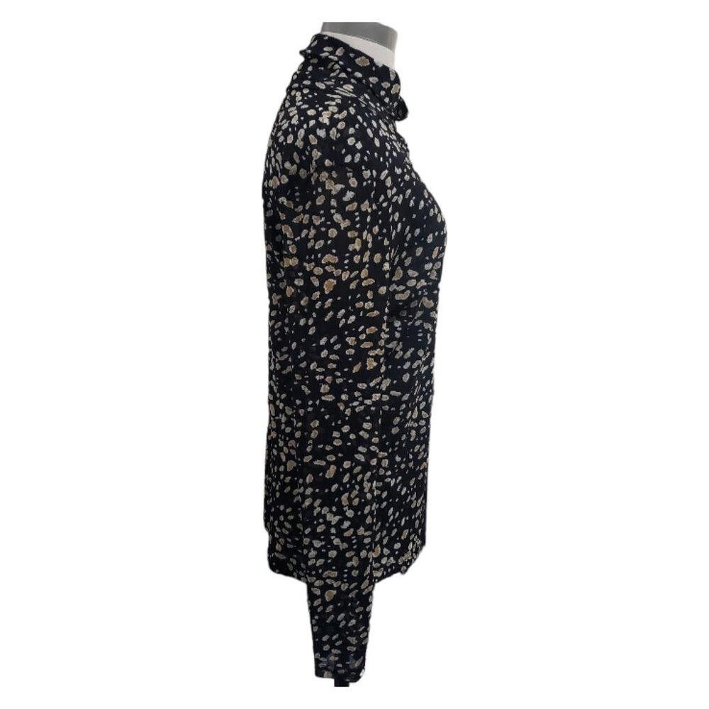 Designer CT1685 Paris Hues Mock Neck Black & Tan Top XL Size XL / US 12-14 / IT 48-50 - 3 Thumbnail