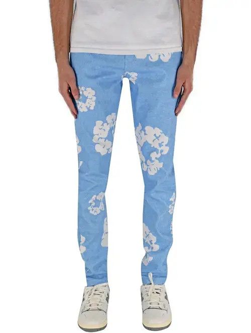Vintage Printed Floral Denim Light Blue Size US 32 / EU 48 - 2 Thumbnail