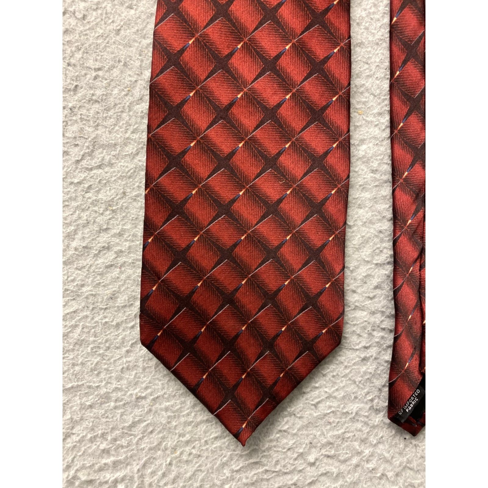 Bill Blass VINTAGE Bill Blass Men's Tie Silk Red Geometric Patterned Formal Neck Tie Preppy Size ONE SIZE - 2 Thumbnail