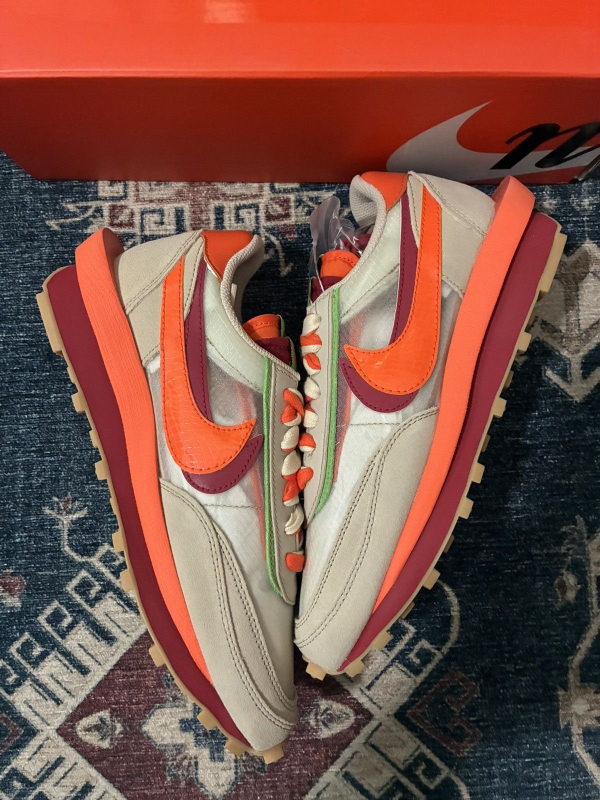 CLOT × Nike × Sacai Nike Sacai Clot LDWaffle Net Blaze Orange Brand New Size 8M Size US 8 / EU 41 - 3 Thumbnail