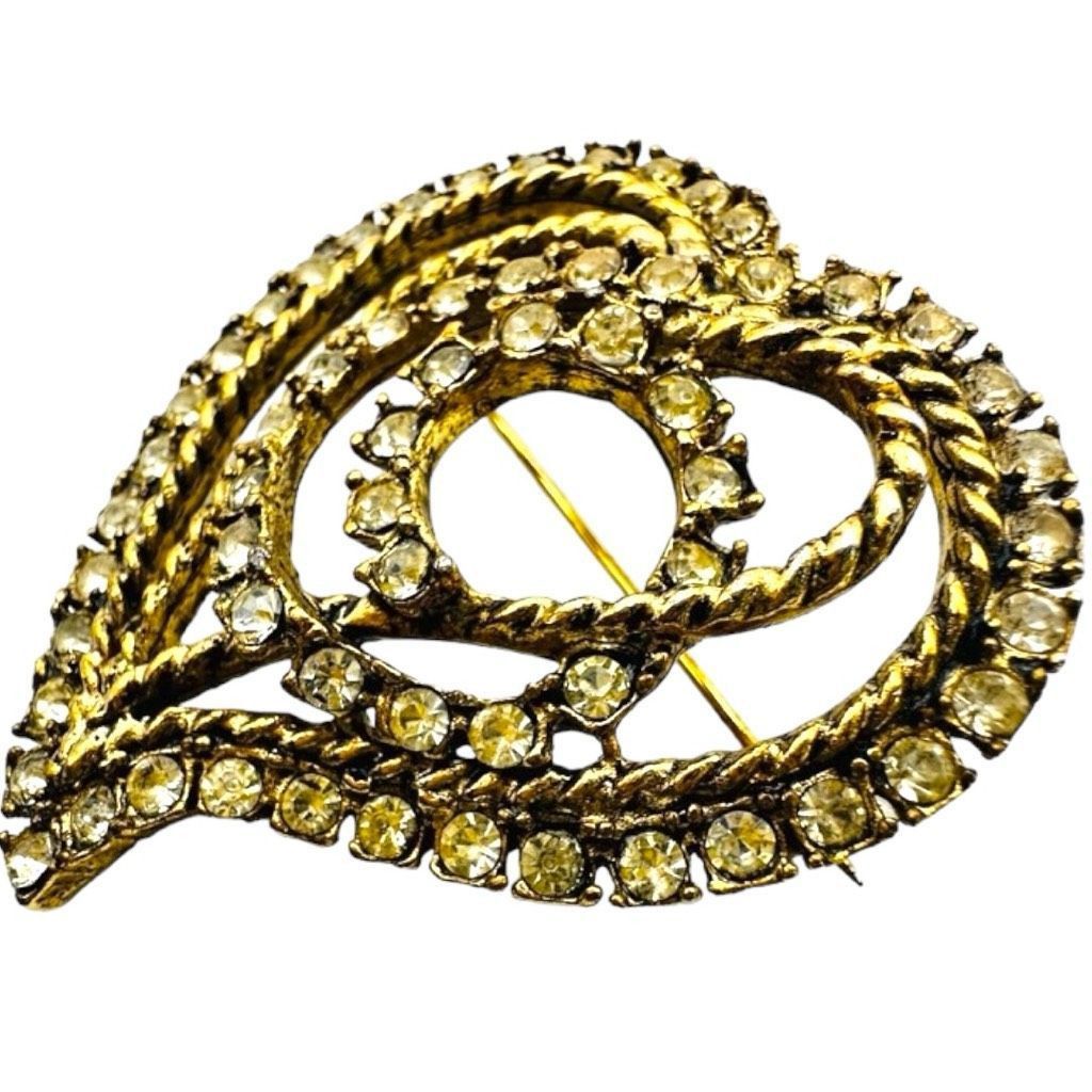 Other HATTIE CARNEGIE Signed Vintage Heart Gold-tone Clear Rhinest Size ONE SIZE - 2 Thumbnail