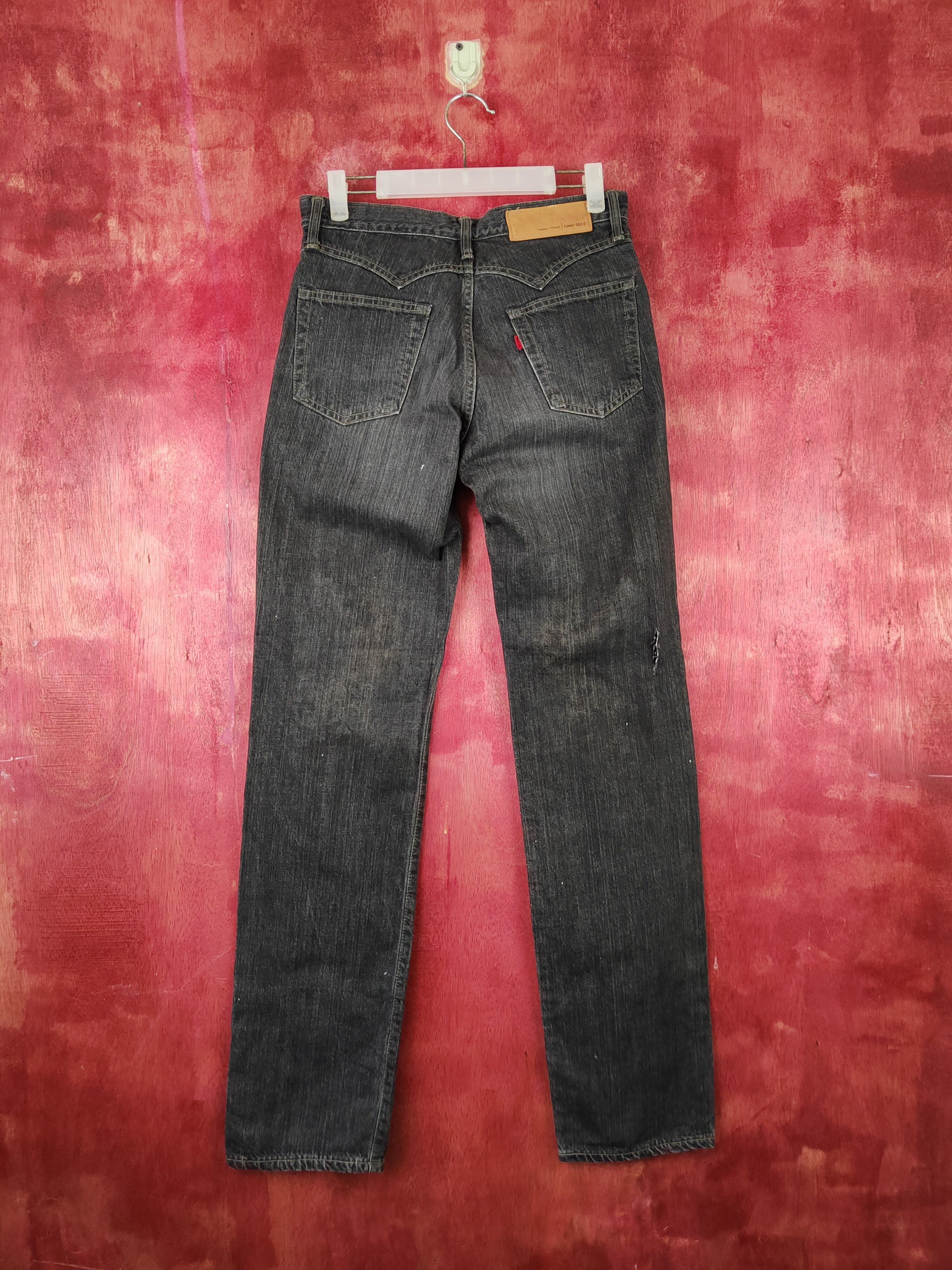 Edwin × Japanese Brand Edwin Black Distressed Ripped Jeans #S1851 Size US 29 - 7 Thumbnail