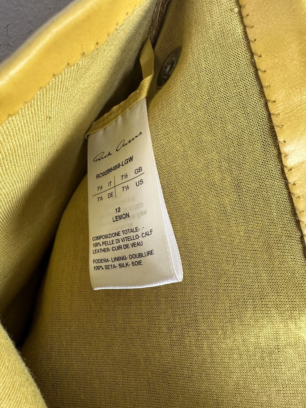 Rick Owens FW22 ‘STROBE Lemon Cargo Strobe Gloves Size ONE SIZE - 5 Thumbnail