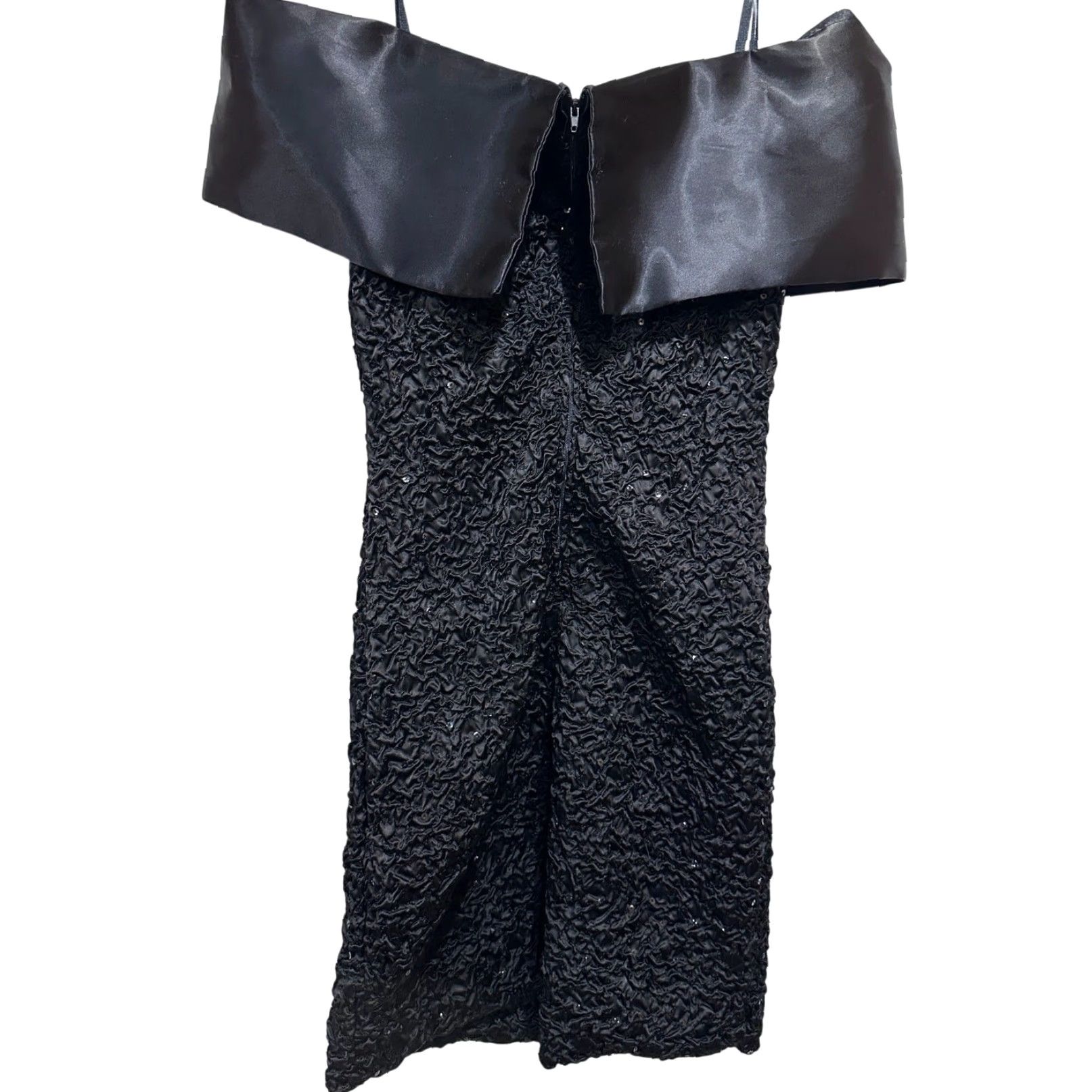 Vintage VINTAGE Fashion NetWork Dress Off the Shoulder Strappy Knee Length Acetate Black 9/10 Juniors Women Party Cocktail Prom HOCO Retro Y2K 90s Vintage Size M / US 6-8 / IT 42-44 - 3 Thumbnail