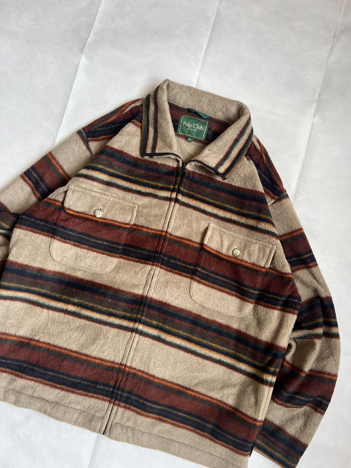 Beverly Hills Polo Club Vintage Polo Club Brown Striped Fleece Size US M / EU 48-50 / 2 - 4 Thumbnail
