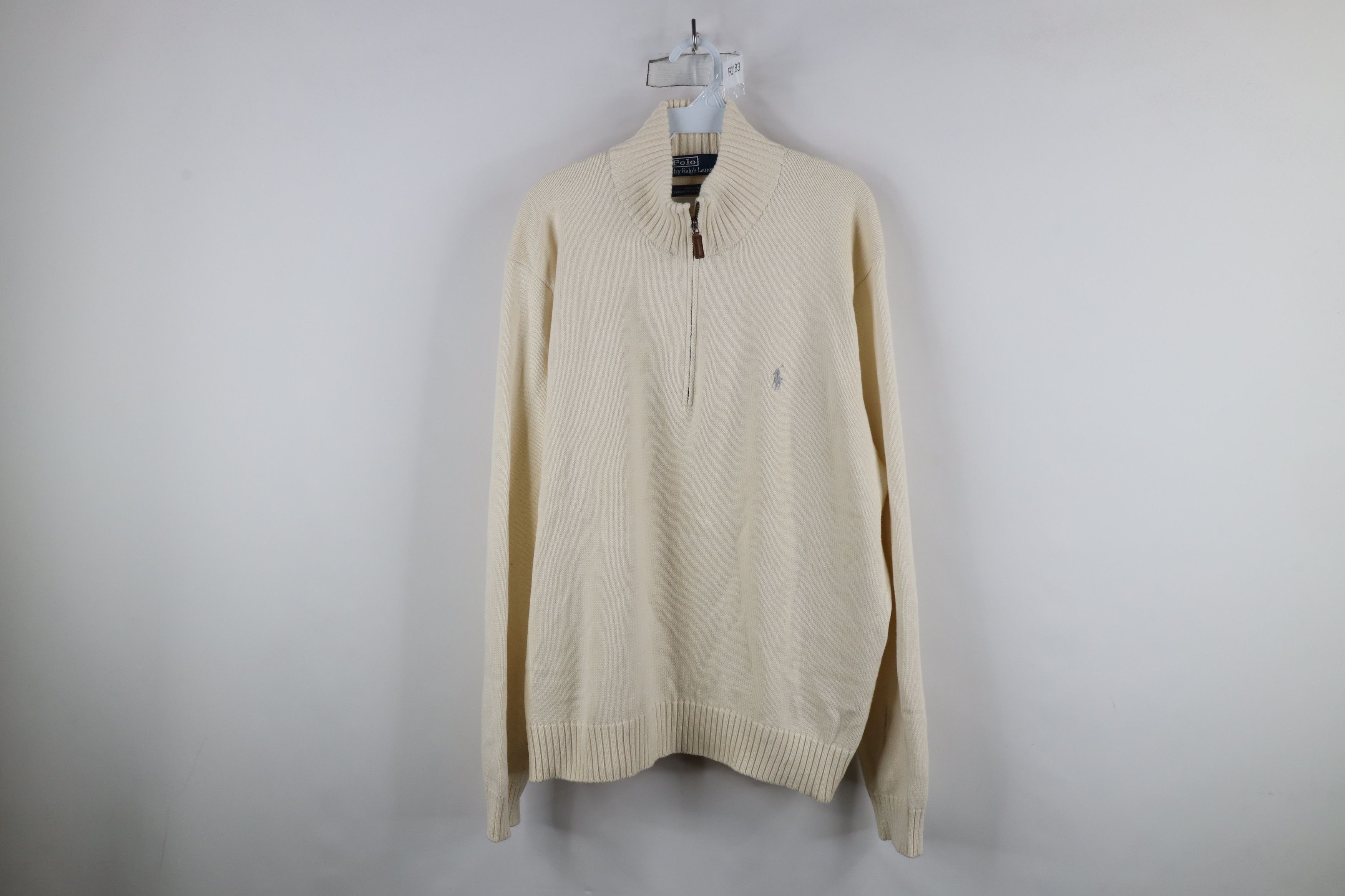 Ralph Lauren Vintage 90s Ralph Lauren Half Zip Pullover Sweater Cream Size US XXL / EU 58 / 5 - 1 Thumbnail