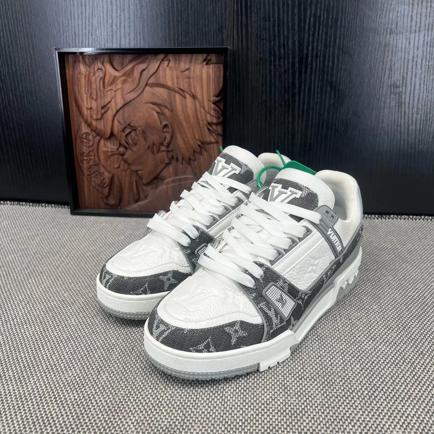Louis Vuitton LV Trainer White Gray Denim 36.5 2x Worn Size US 5.5 / IT 35.5 - 1 Thumbnail