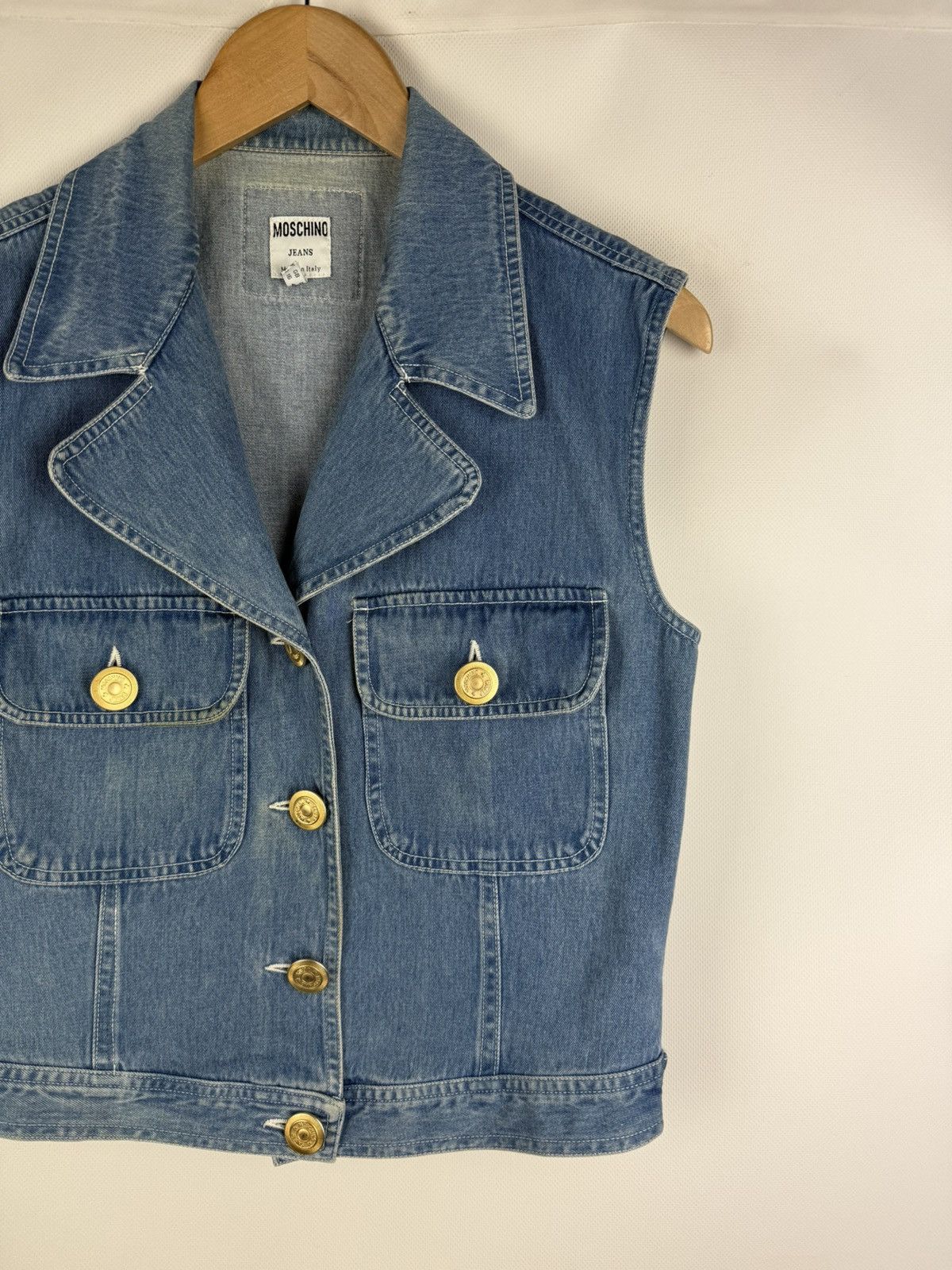 Moschino × Vintage Moschino Jeans VTG Denim Sleeveless Vest Jacket Waistcoat Size XL / US 12-14 / IT 48-50 - 3 Thumbnail