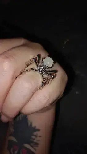 Japanese Brand Gothic White Crystal Spider Adjustable Ring Size ONE SIZE - 6 Thumbnail