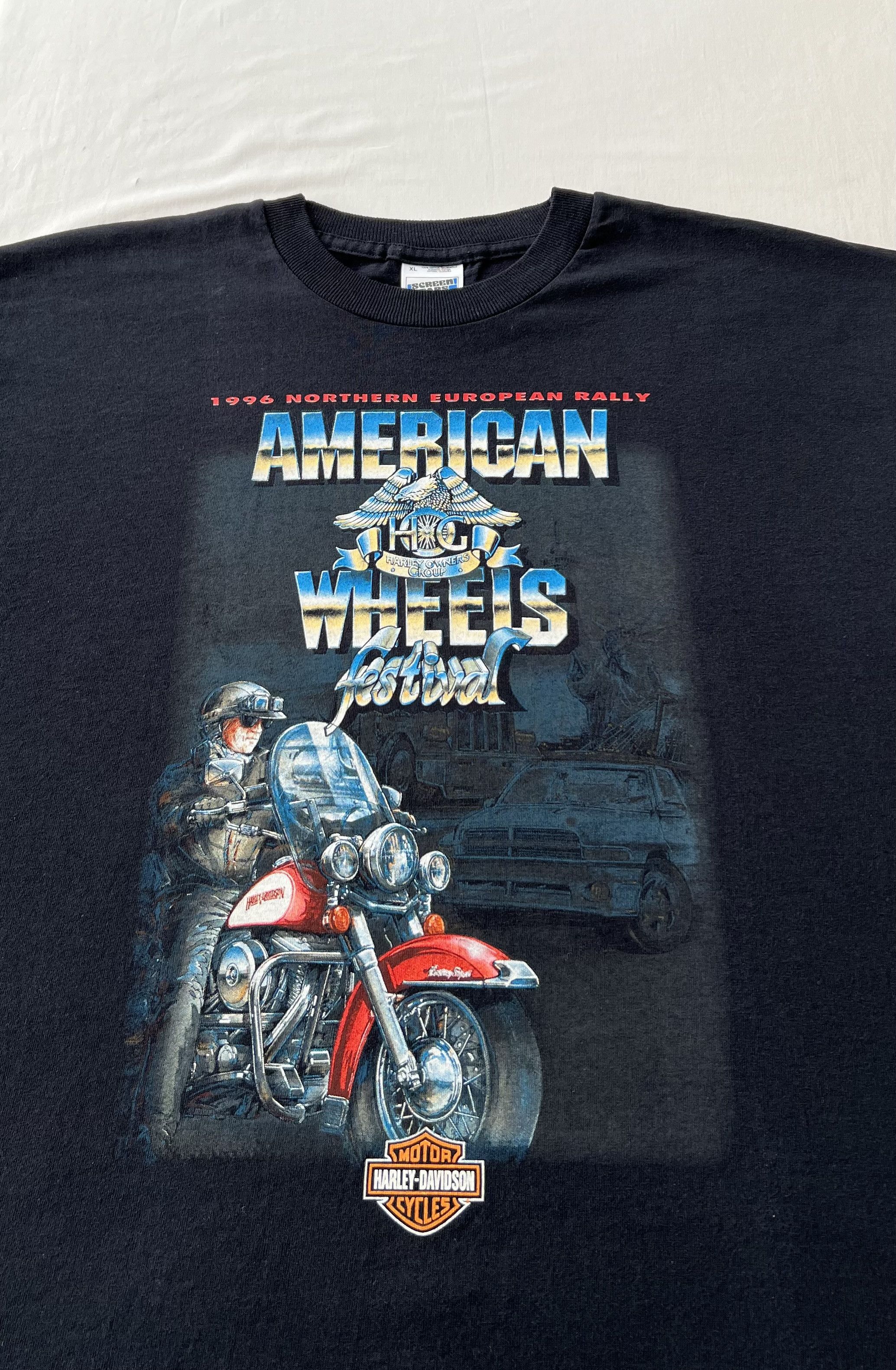 Harley Davidson Vintage 1996 Harley Davidson American Wheels Eagle T-shirt Size US XL / EU 56 / 4 - 5 Thumbnail