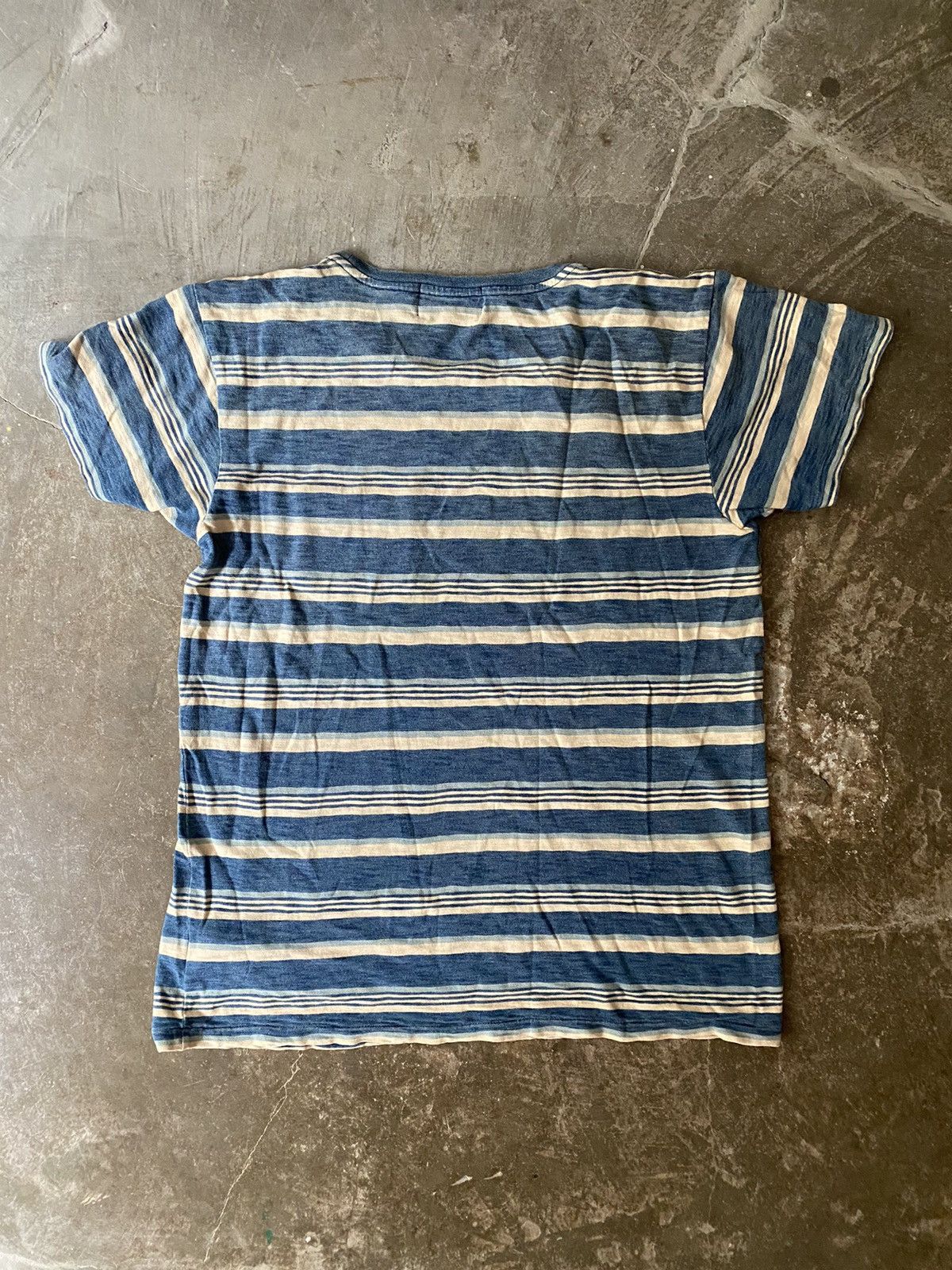 RRL Ralph Lauren RRL Indigo Striped Pocket Tee Kapital Visvim Levis Size US L / EU 52-54 / 3 - 6 Thumbnail