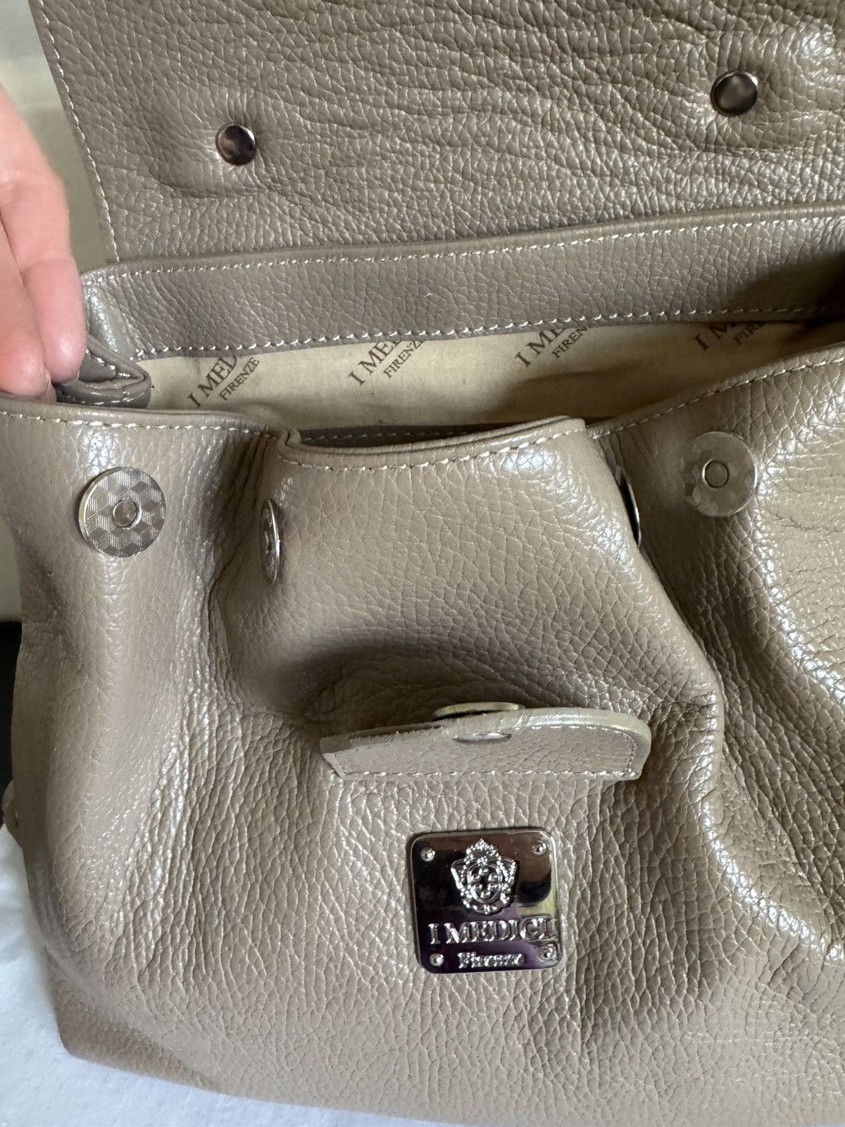 I MEDICI Firenze Beige Leather Shoulder Bag/Backpack NWOT