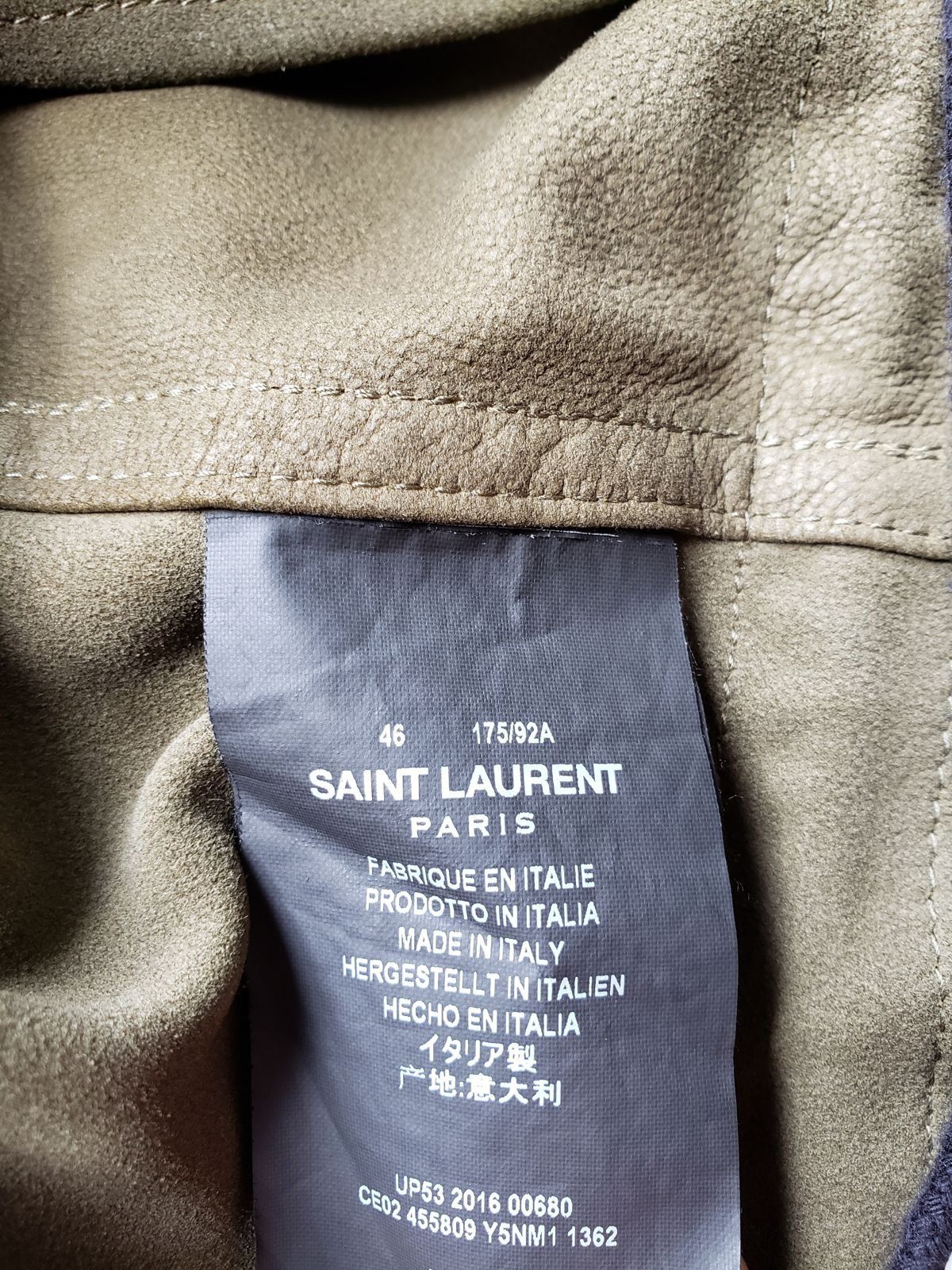 Hedi Slimane × Saint Laurent Paris Saint Laurent military jacket in olive goat suede Size US S / EU 44-46 / 1 - 9 Thumbnail