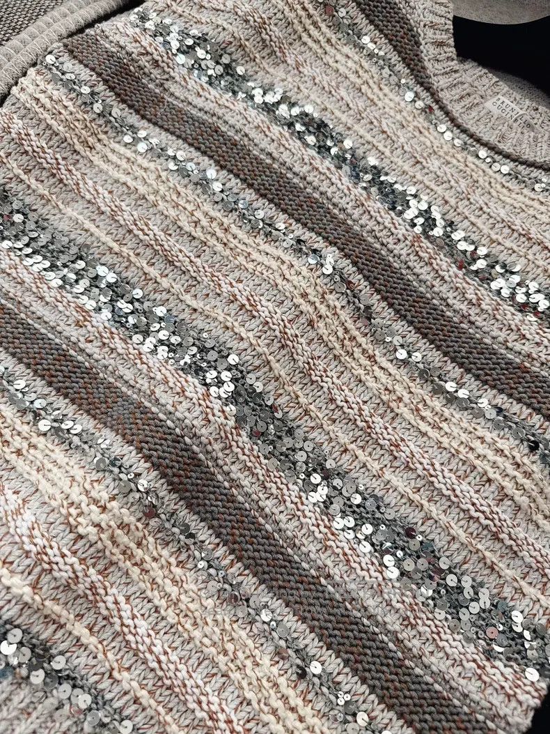 Brunello Cucinelli Brunello Cucinelli Gray Mixed Pink and Purple Stripe Sequi Size XS / US 0-2 / IT 36-38 - 4 Thumbnail