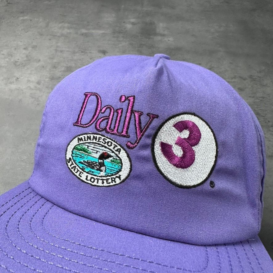 Vintage Vintage Daily 3 Minnesota State Lottery Purple Strapback Hat Size ONE SIZE - 2 Thumbnail