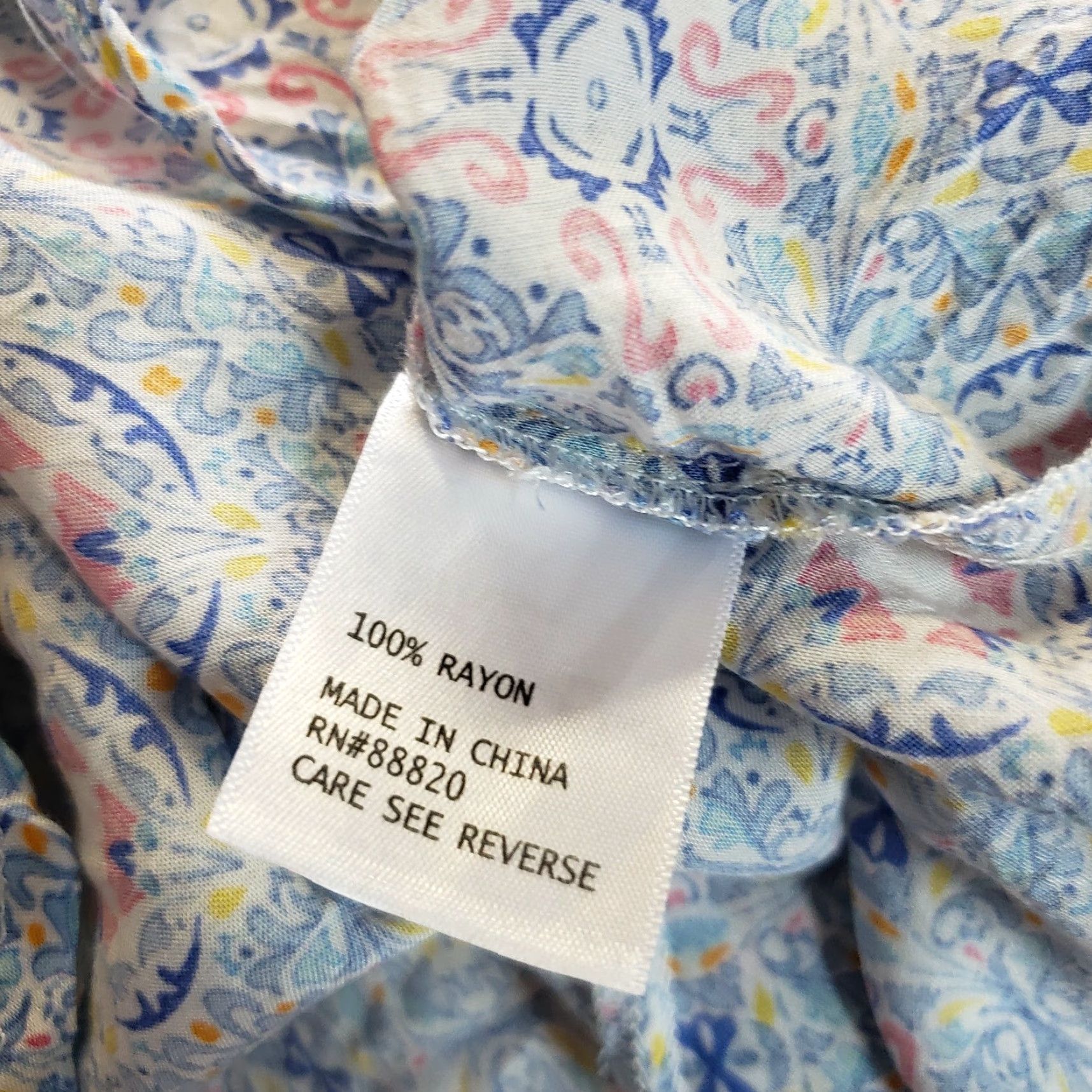 Vintage Artisan NY Womens Top Sz Medium Blue Pink Short Sleeve Rayon Size S / US 4 / IT 40 - 6 Thumbnail
