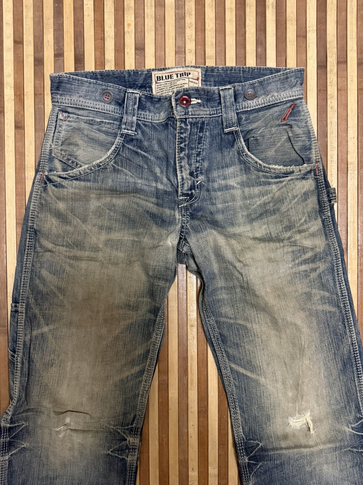 Japanese Brand 🔥VINTAGE EDWIN BLUE TRIP Denim Pants / Streetwear / W31x32.5 Size US 31 - 3 Thumbnail