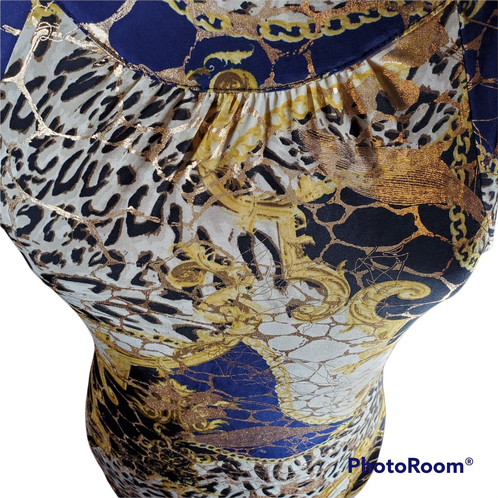 Other American Twist | Halter Dress with Gold Accents | Large Size L / US 10 / IT 46 - 2 Thumbnail