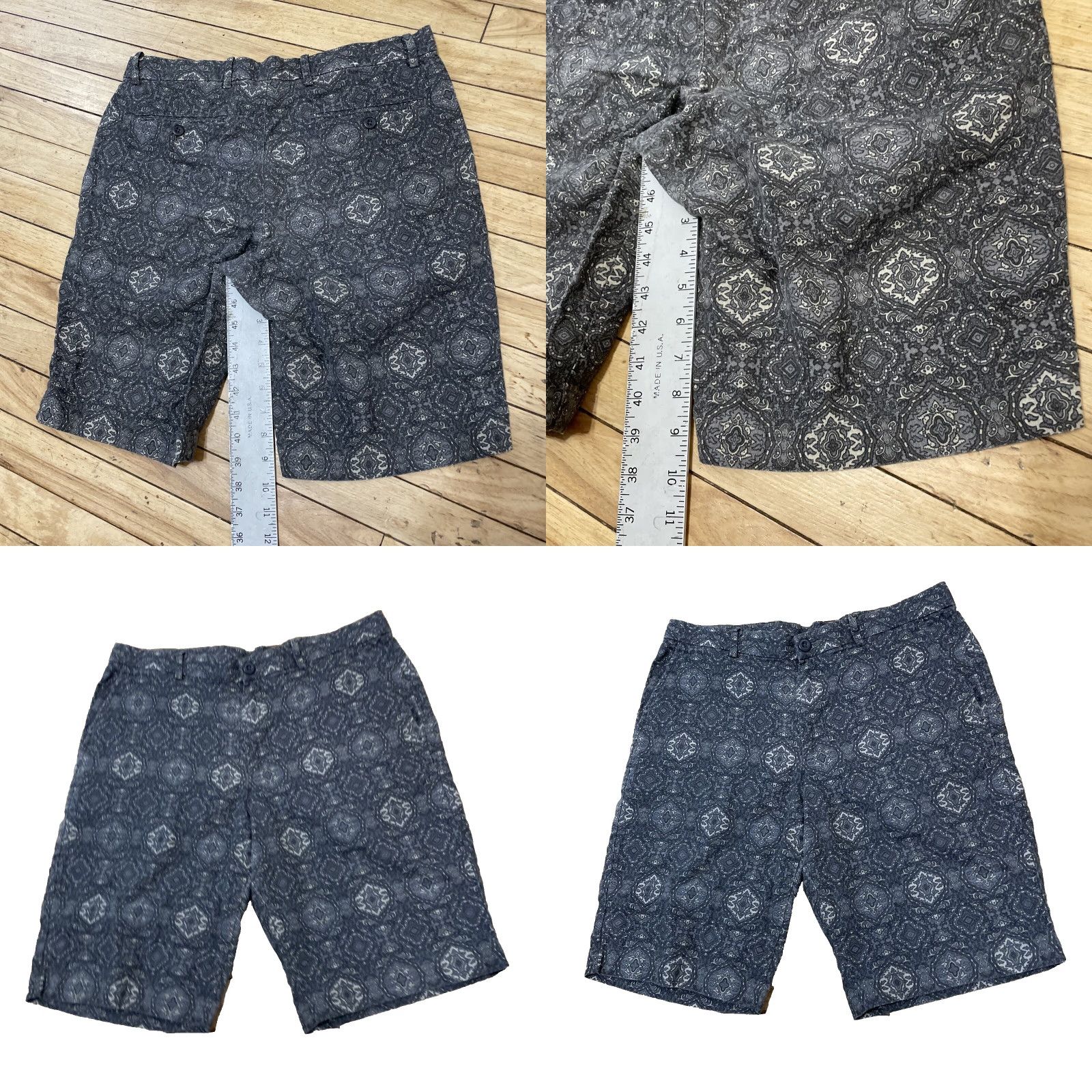 Uniqlo UNIQLO Paisley Shorts Linen Men M Retro Western Print Preppy Flat Chino 32x10 M gray 55% Linen Casual Pants Mens Size US 31 - 8 Thumbnail