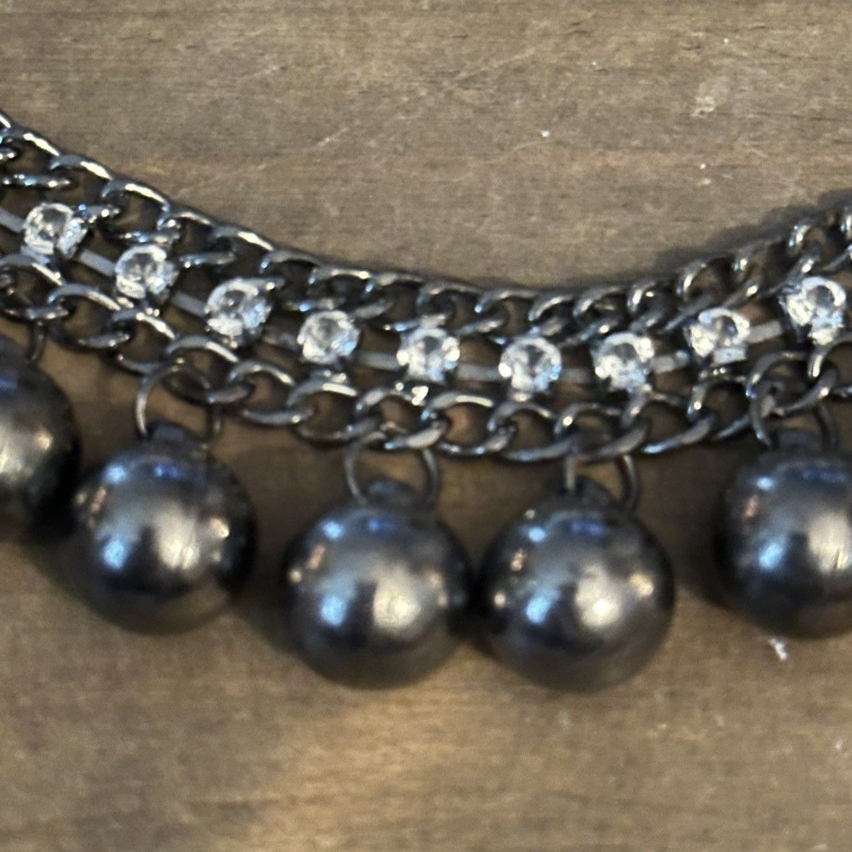 Other Silver tone rhinestone dangle balls collar necklace Size ONE SIZE - 3 Thumbnail