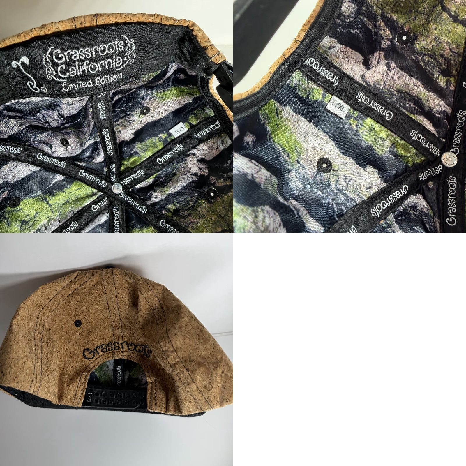Vintage Grassroots California Limited Edition Bear Baseball Cap Snapback Cork L/XL Size ONE SIZE - 8 Thumbnail