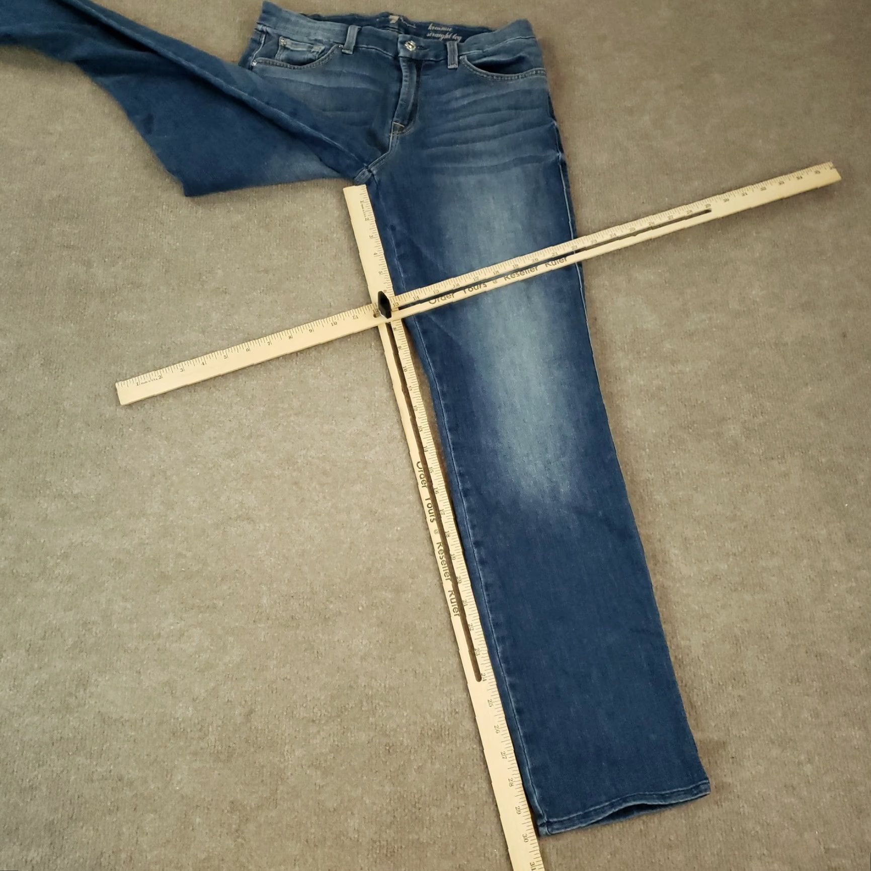 7 For All Mankind 7 for all Mankind Jeans Womens Size 32 Blue Kimmie Straight Leg Stretch Faded Size 28" / US 6 / IT 42 - 2 Thumbnail