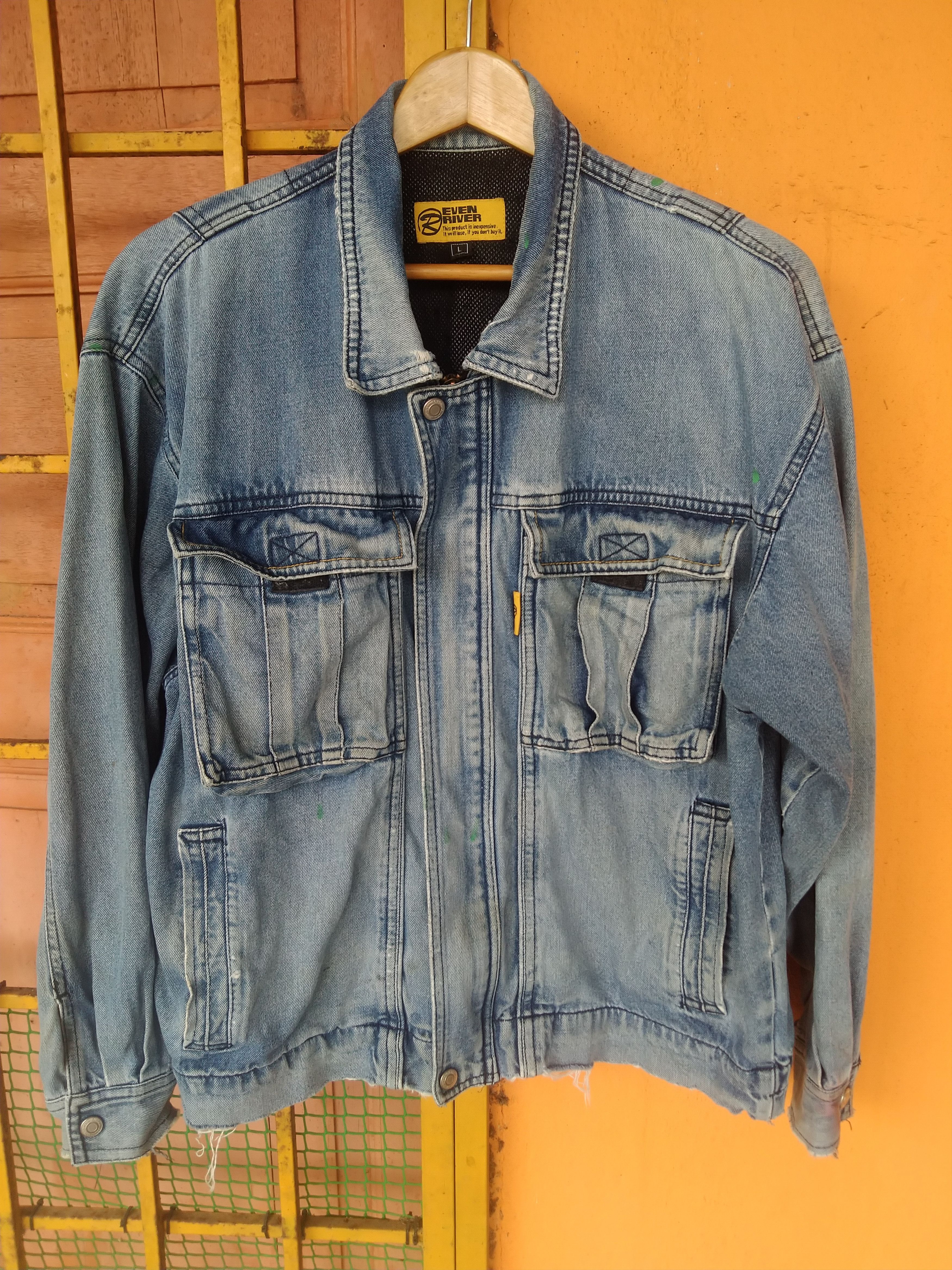 Japanese Brand × Vintage Even River Distressed Denim Jacket Size US L / EU 52-54 / 3 - 1 Thumbnail