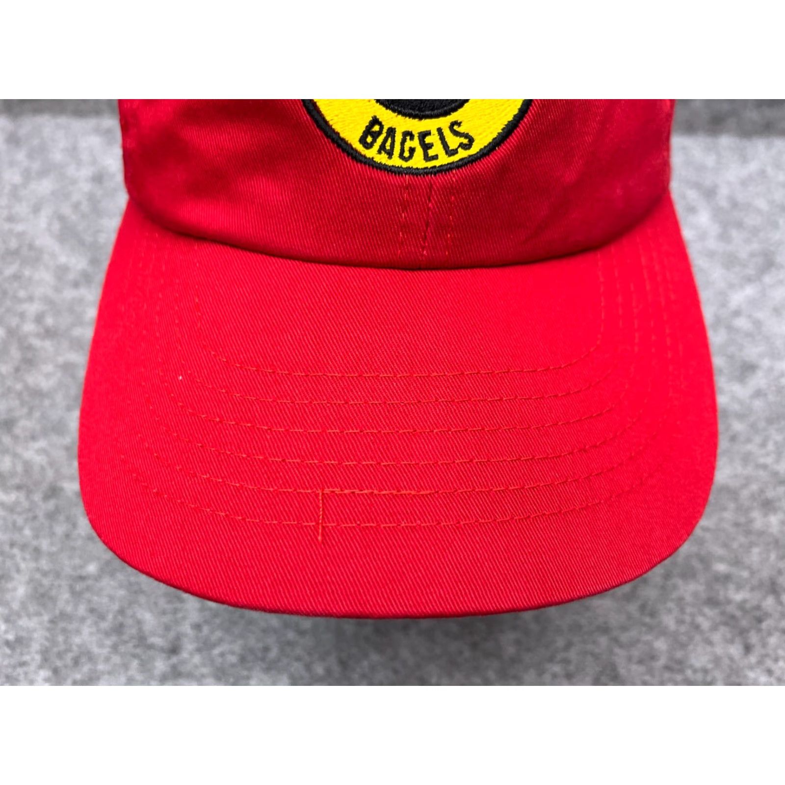 Vintage Wear Guard Bagels Hat Cap Adjustable One Size Red Cotton Polyester Blend Twill Baseball Cap Mens casual travel 90s theme Bagels Size ONE SIZE - 3 Thumbnail