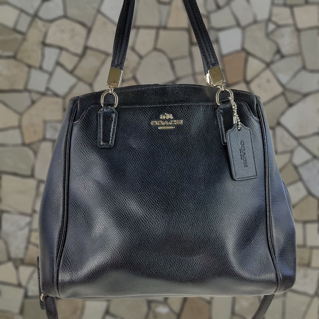 Coach COACH Minetta Crossgrain Leather Satchel Handbag F34663 Crossbody Purse Womens Bag Medium Black Leather Adjustable Strap Size ONE SIZE - 1 Thumbnail