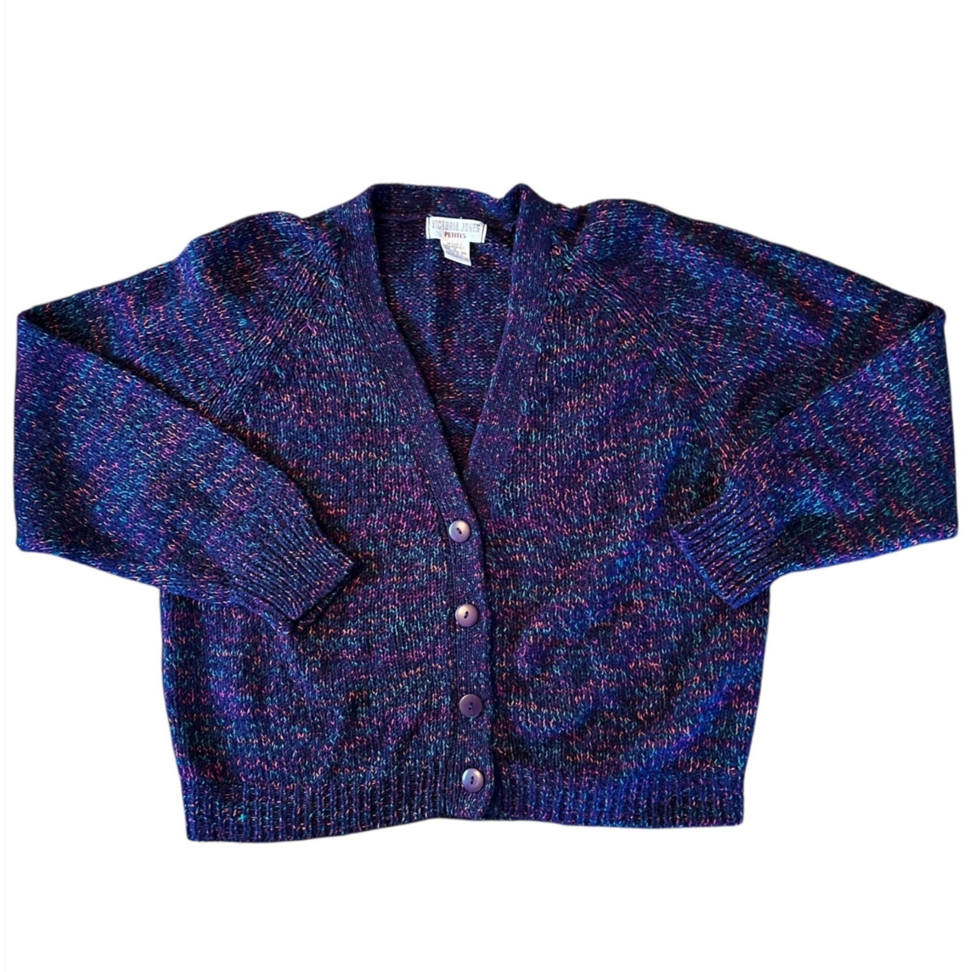 Vintage Vintage Victoria Jones Retro Speckled Cardigan Sweater Size L / US 10 / IT 46 - 1 Thumbnail