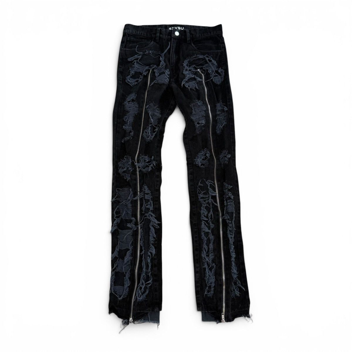 Other SXVSU Custom Distressed Zipped Black Denim Pants Size 28 Size US 28 / EU 44 - 2 Thumbnail