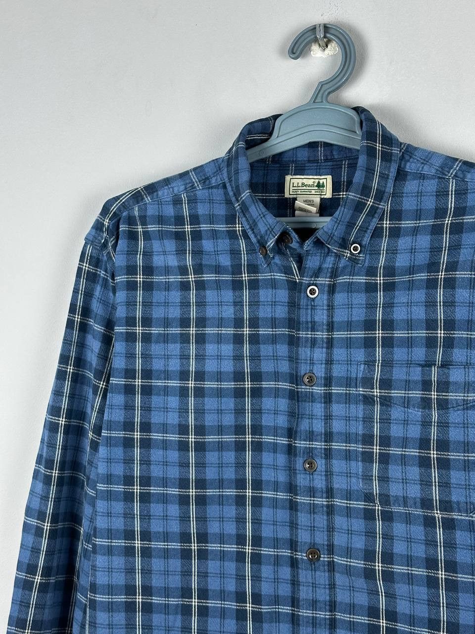 L.L. Bean Vintage LL Bean Blue Check Plaid Flanel Shirt Size US L / EU 52-54 / 3 - 1 Thumbnail