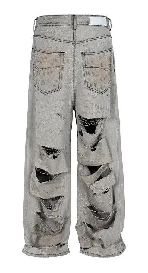 Homemade × Japanese Brand × Jean Y2K Unisex Wide Leg Distressed Back Ripped Jeans Size US 30 / EU 46 - 4 Thumbnail