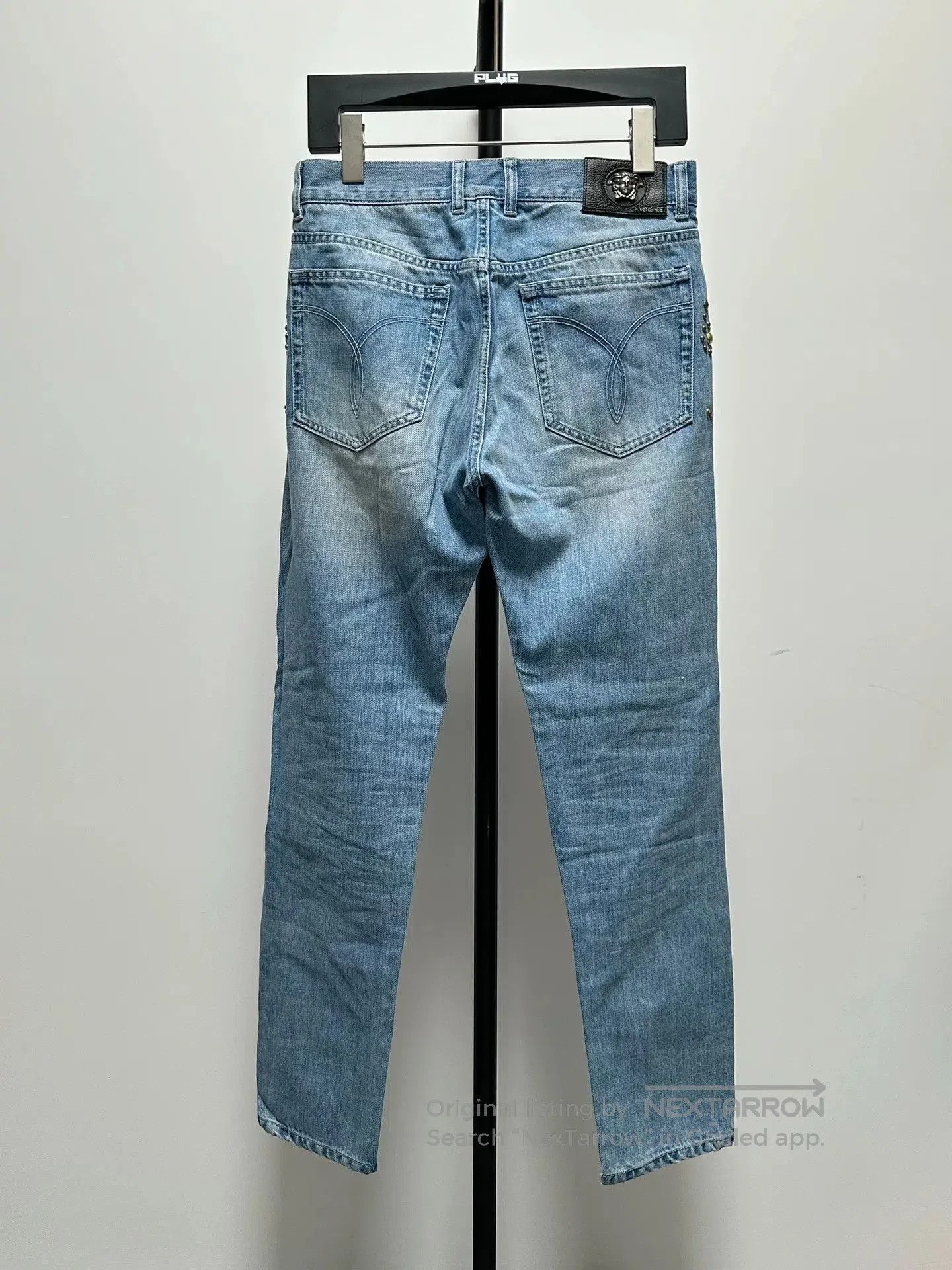 Versace Versace Medusa Leather Patch Studded Jeans. Size US 31 - 2 Thumbnail
