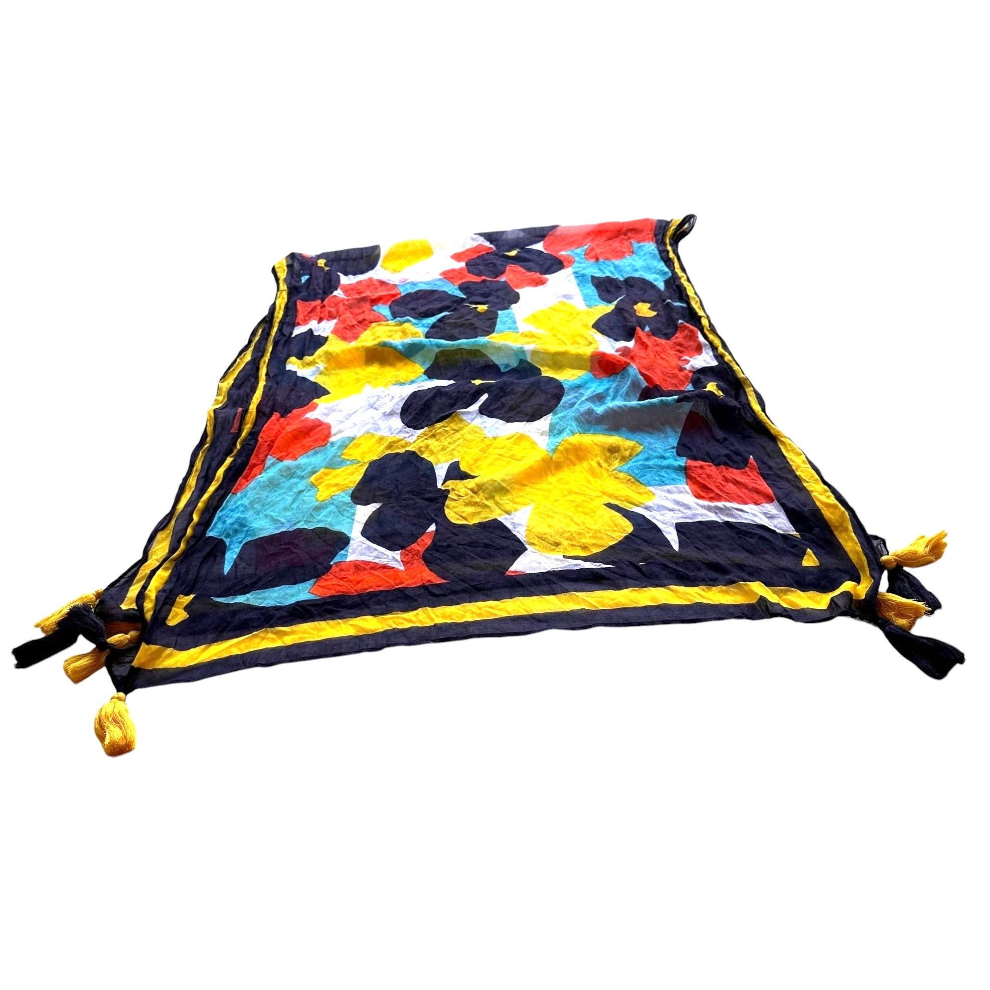 Vintage Vintage Flower Power Scarf Long Tassel Corners 74 in L x 31 Size ONE SIZE - 10 Thumbnail