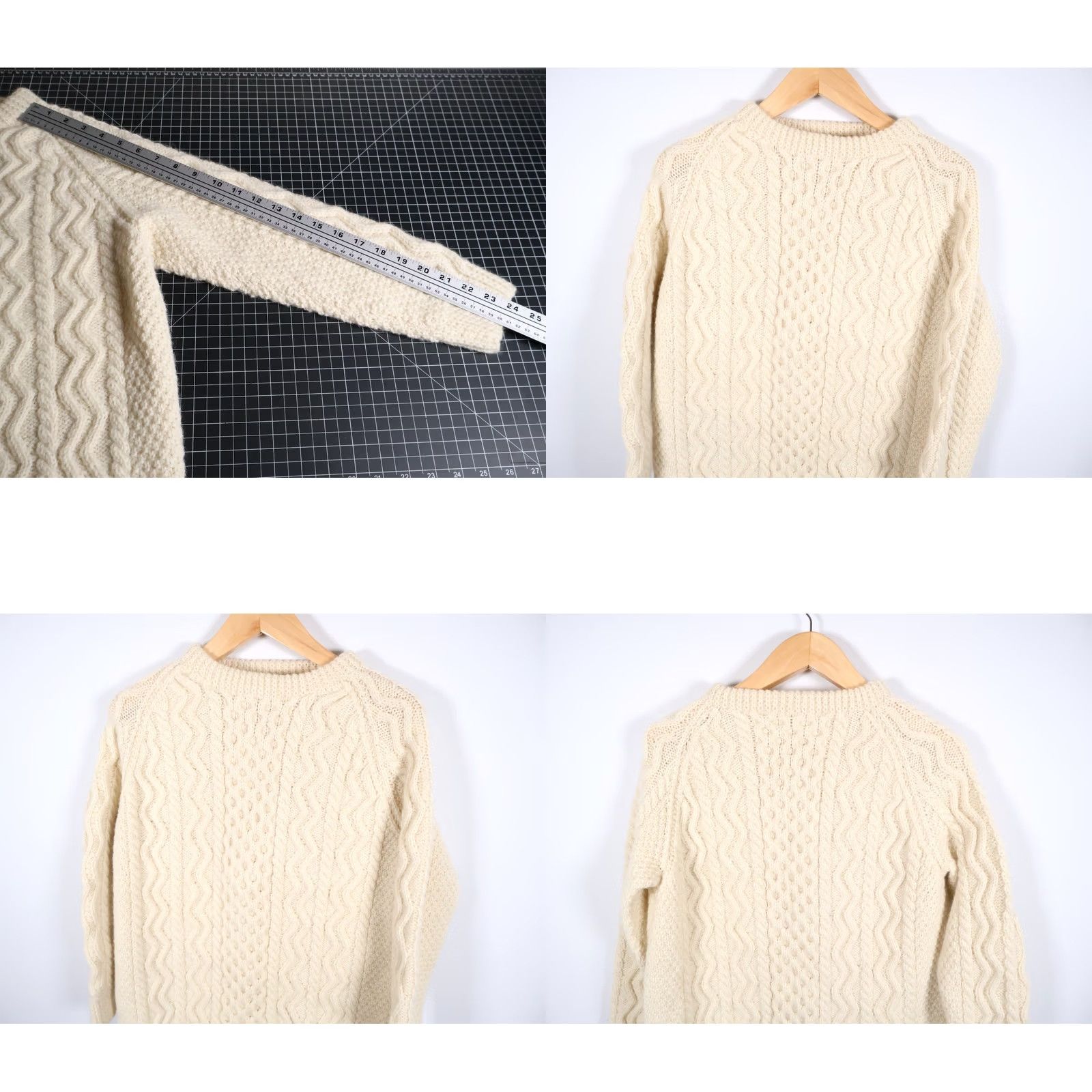 Vintage VINTAGE Wool Cable Knit Sweater Mens Small / Medium Ivory Cream Fisherman Crewneck VTG Size US S / EU 44-46 / 1 - 8 Thumbnail
