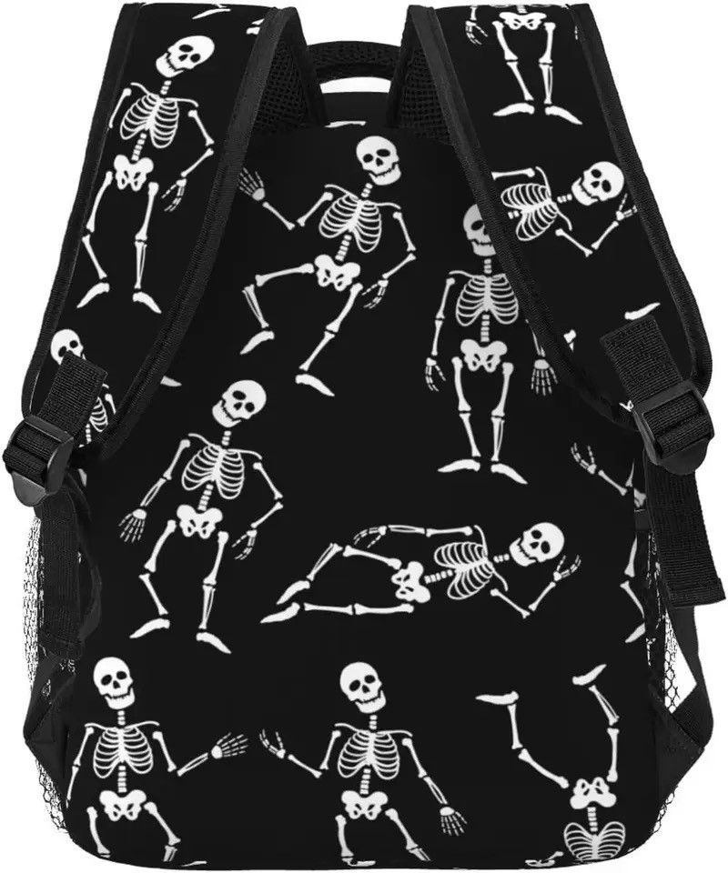 Other Black Skeletons White Funny Pattern Stylish Casual Backpack Size ONE SIZE - 4 Thumbnail