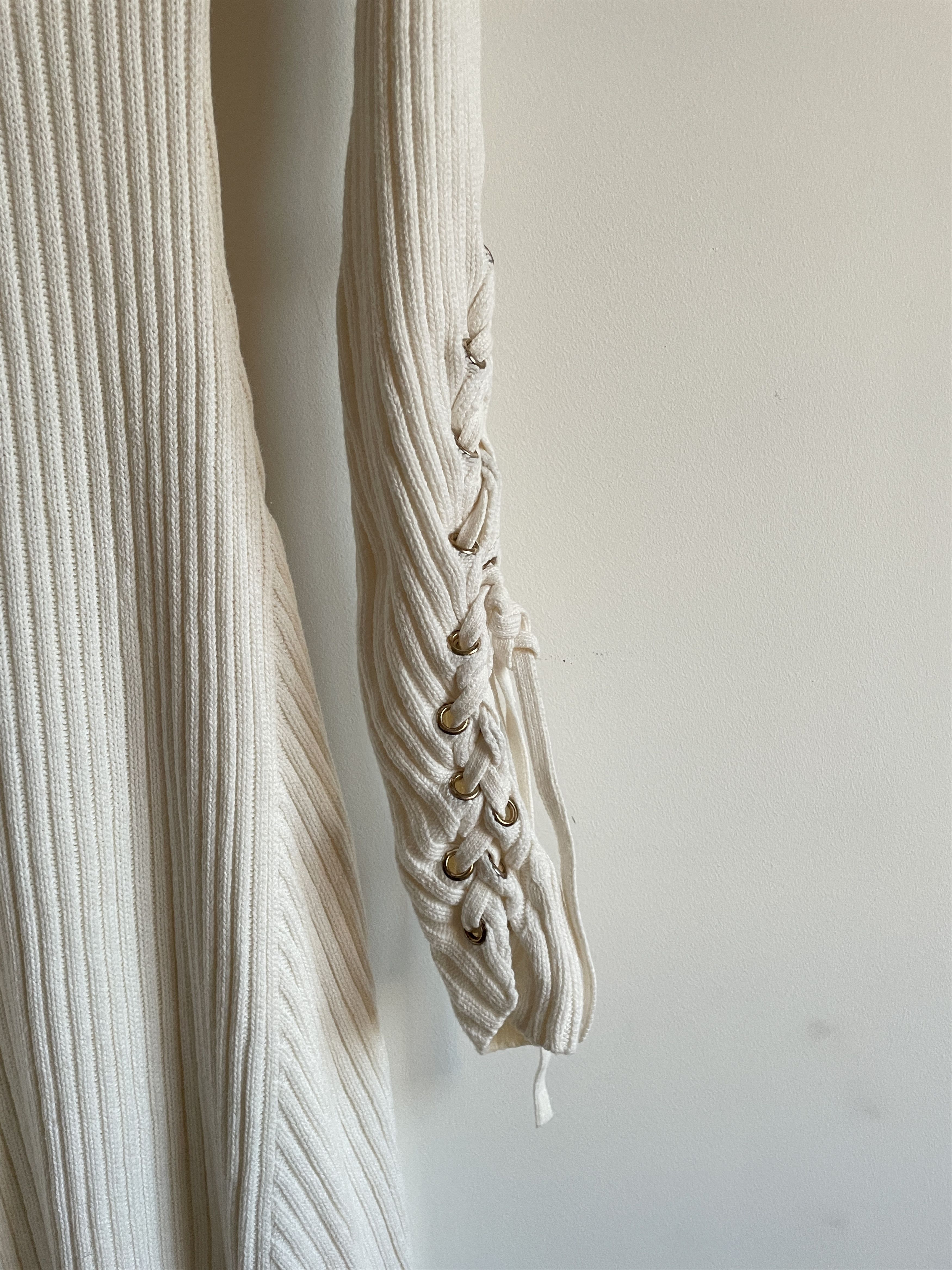 Maje Maje Rafaela Cotton/Wool Ribbed Lace-up Sleeve Maxi Dress Size S / US 4 / IT 40 - 10 Thumbnail