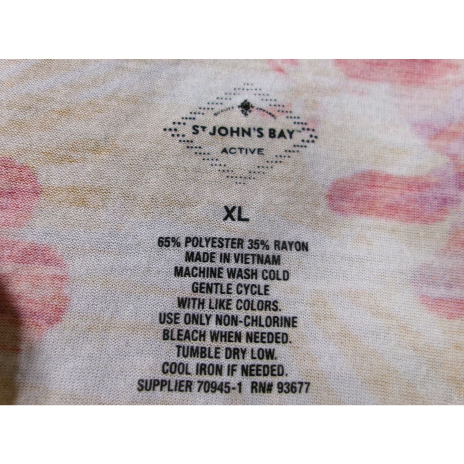 Vintage St Johns Bay Active Top Womens XL Floral V Neck Short Sleeve Drawstring Yellow T-Shirt Size XL / US 12-14 / IT 48-50 - 6 Thumbnail