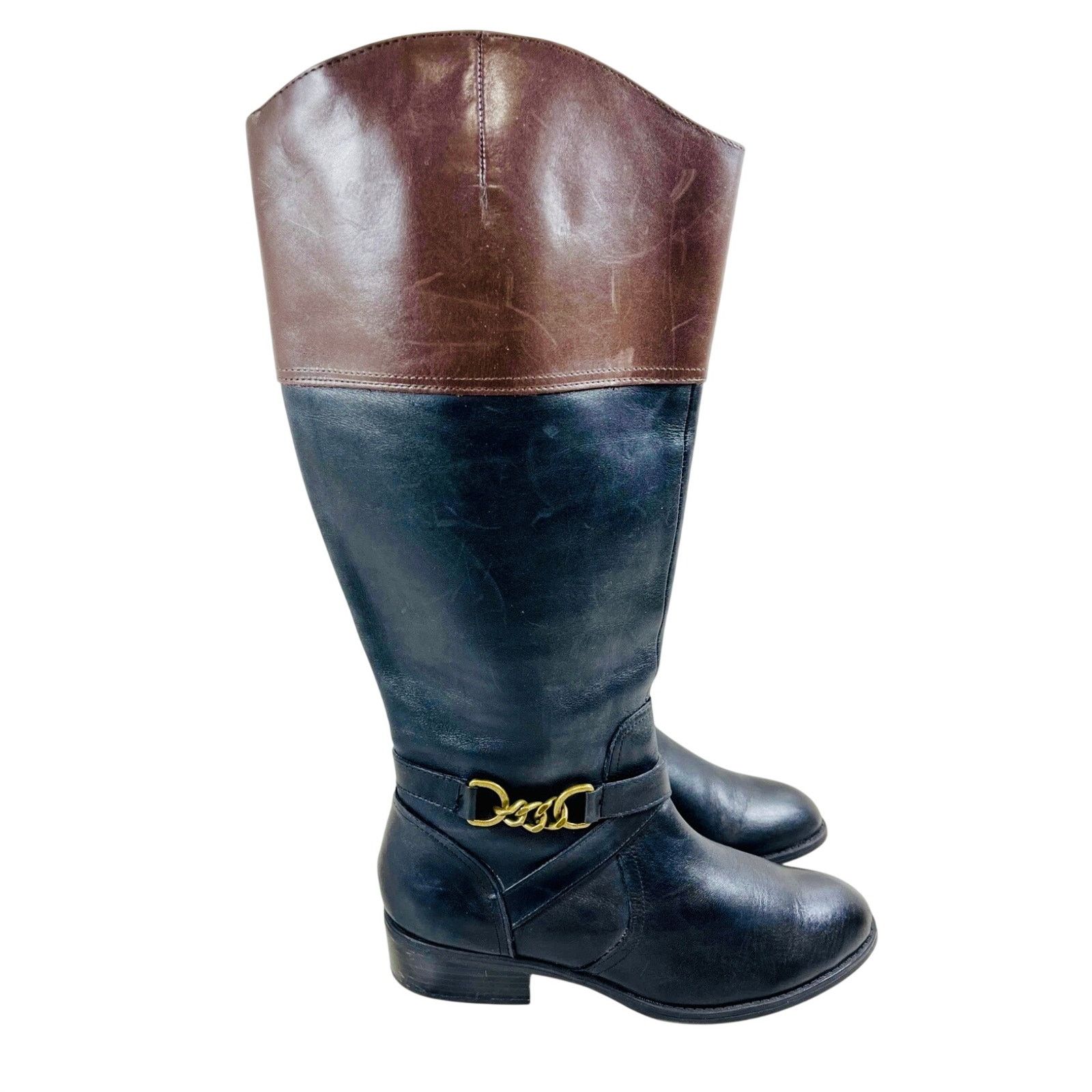 Ralph Lauren RALPH LAUREN Black Brown Leather Knee High $225 Menna Boot 9 Size US 9 / IT 39 - 10 Thumbnail