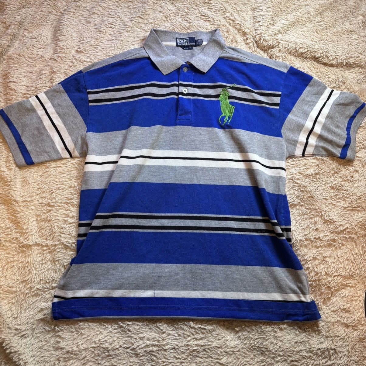 Polo Ralph Lauren Vintage Polo Ralph Lauren Big Pony Polo Stripe Custom Fit XL Size US XL / EU 56 / 4 - 1 Thumbnail